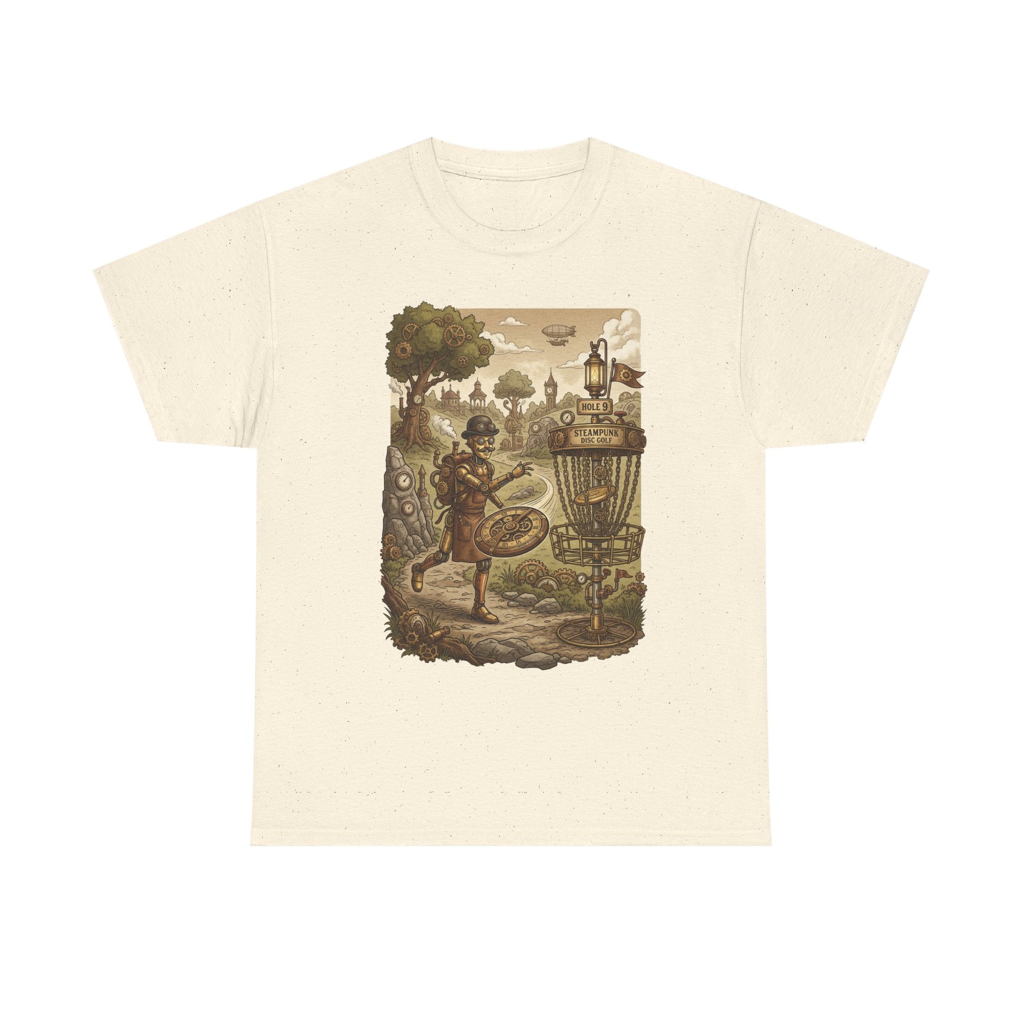Steampunk Disc Golf Adventure Tee — Vintage Woodland Basket Design