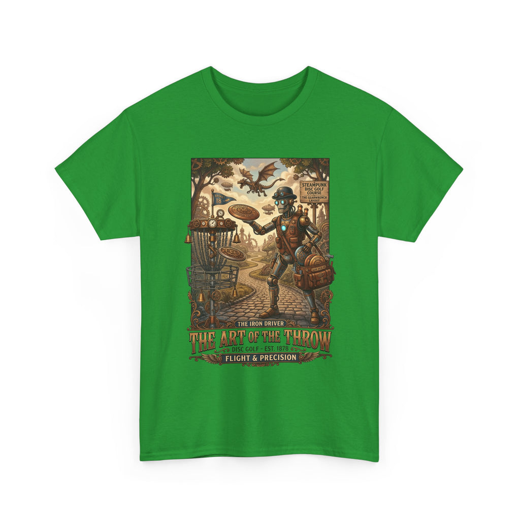 Steampunk Disc Golf T-Shirt — "The Art of the Throw" Vintage Disc Golfer Graphic Tee
