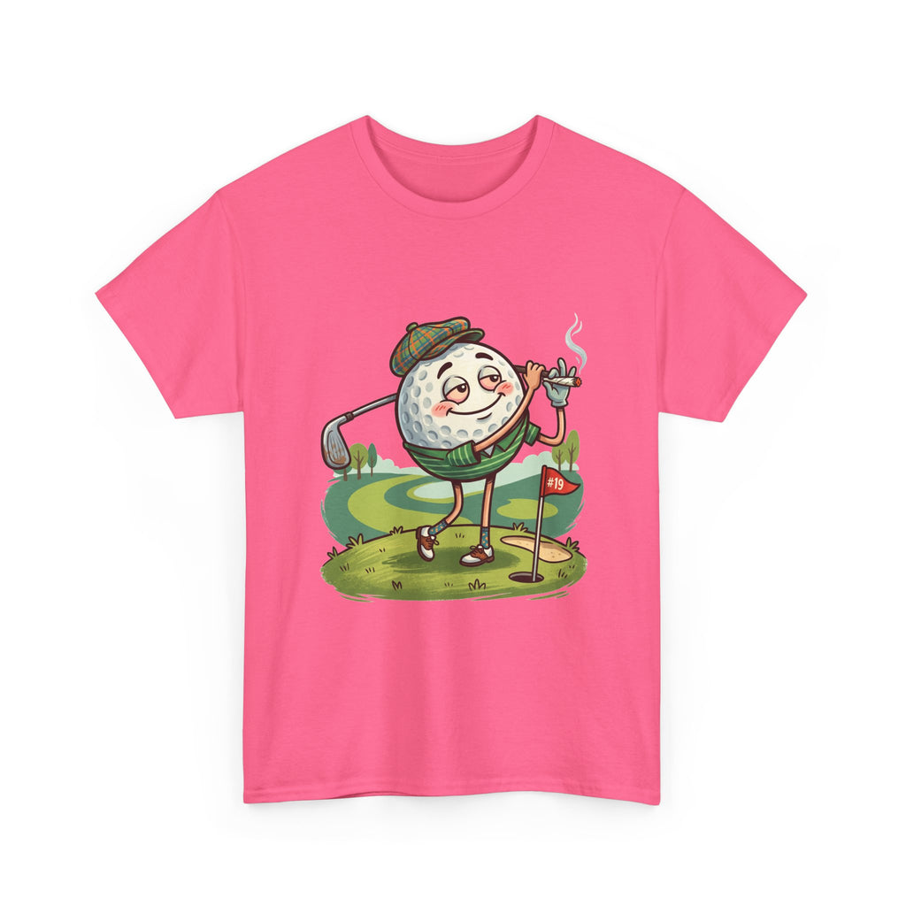 Golf Ball Character Weed T‑Shirt — Funny Retro Golfer Cartoon Tee