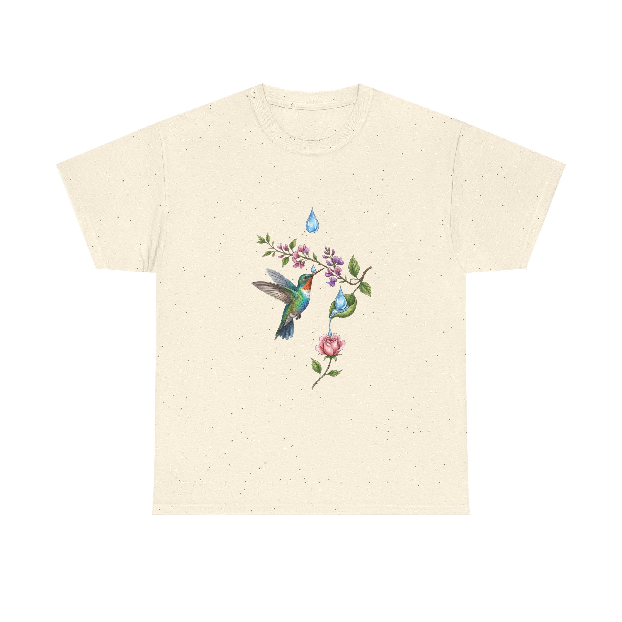 Hummingbird & Floral Tee — Watercolor Garden Shirt