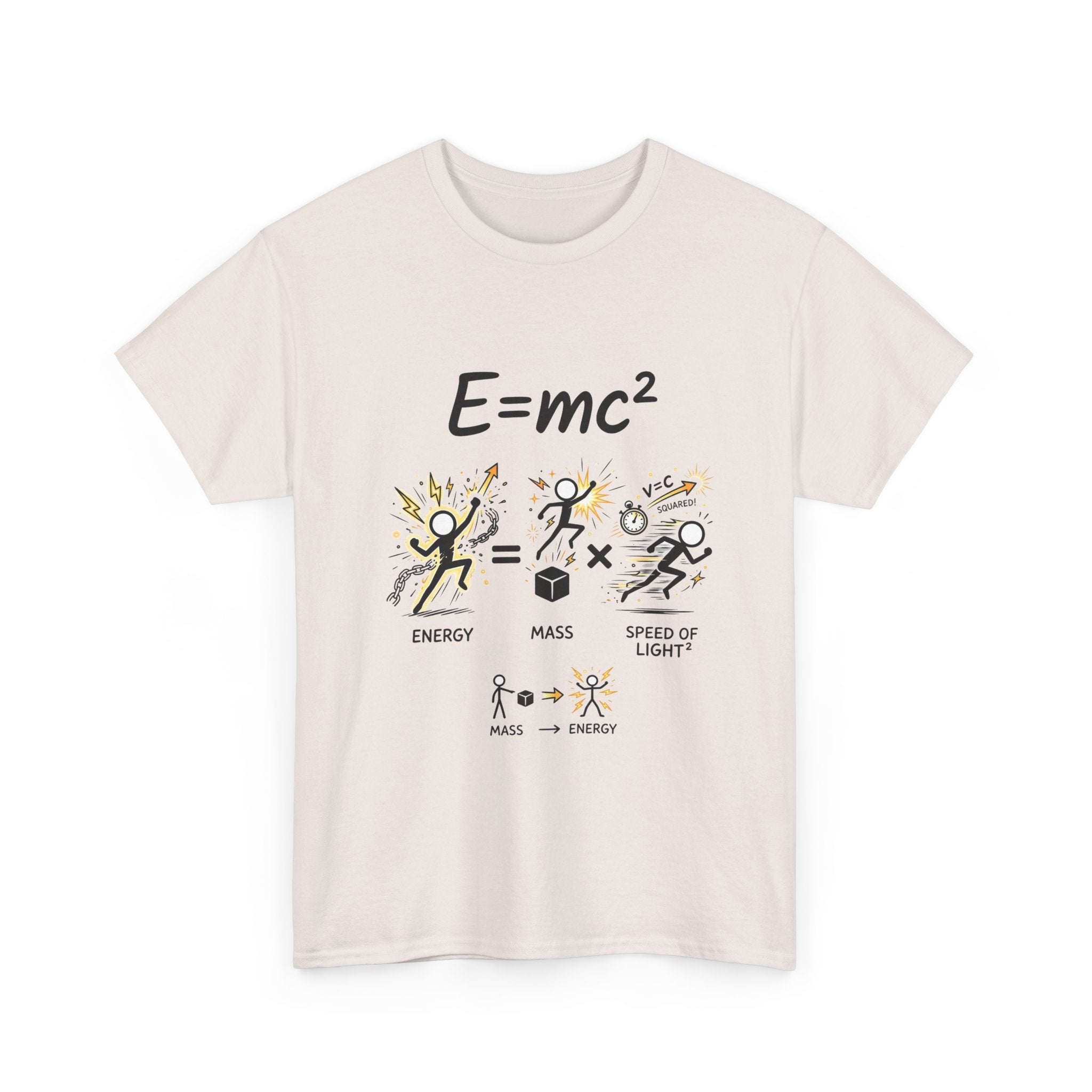 E=mc Illustrated Science T-Shirt — Funny Energy Mass Speed of Light Tee