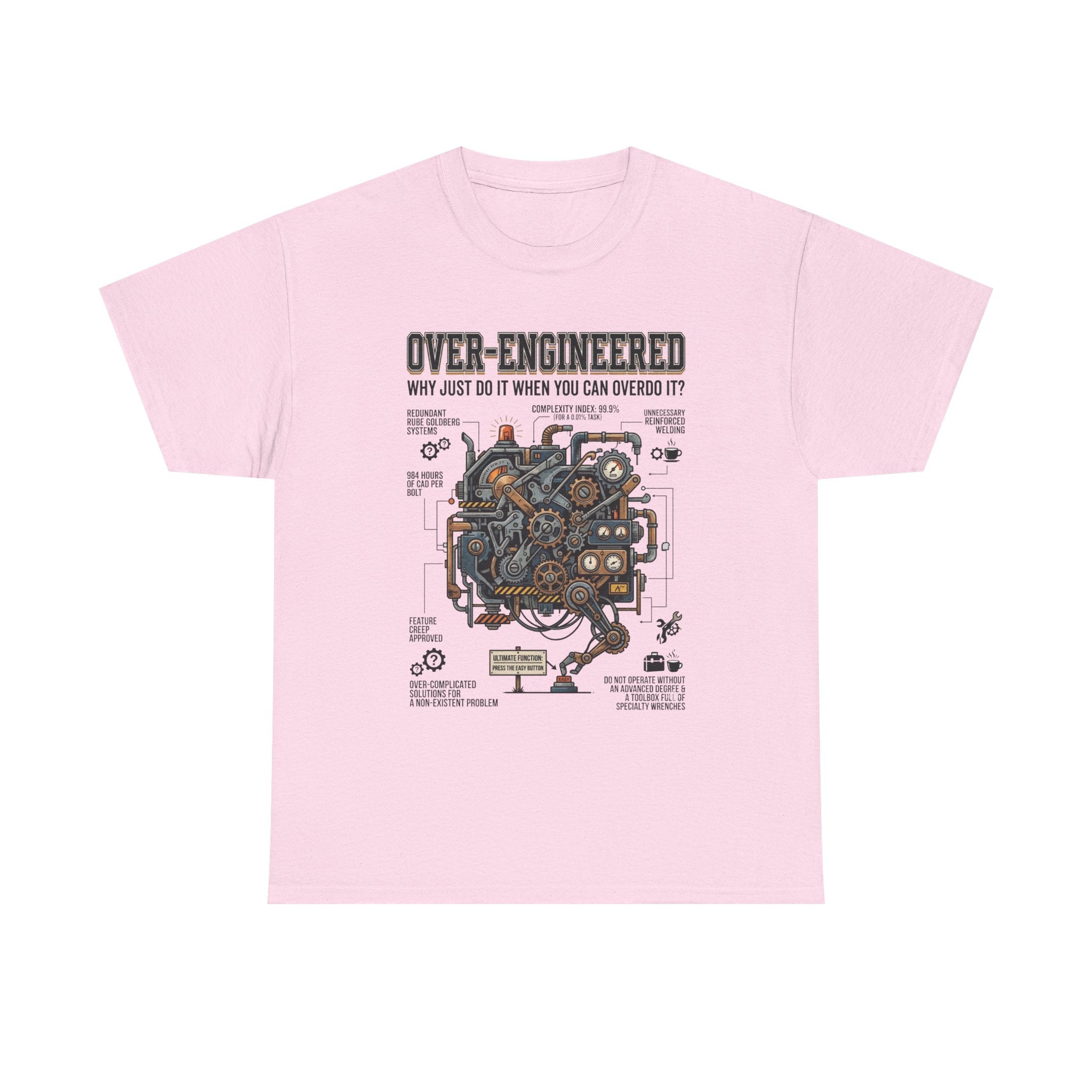 Over-Engineered Tee – Funny Engineer T-Shirt with Mechanical Brain Diagram