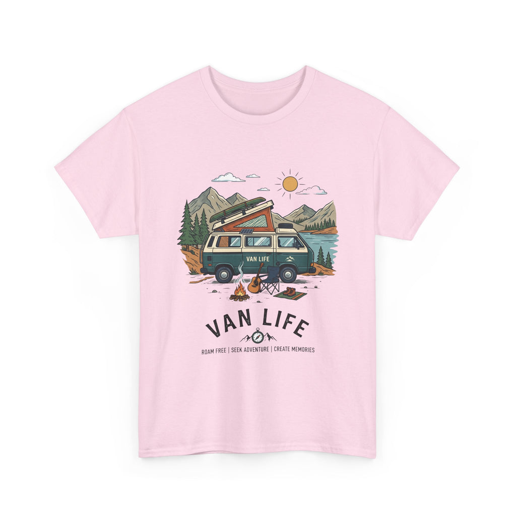 Van Life Camper T-Shirt — Retro Adventure Tee with Campfire Graphic