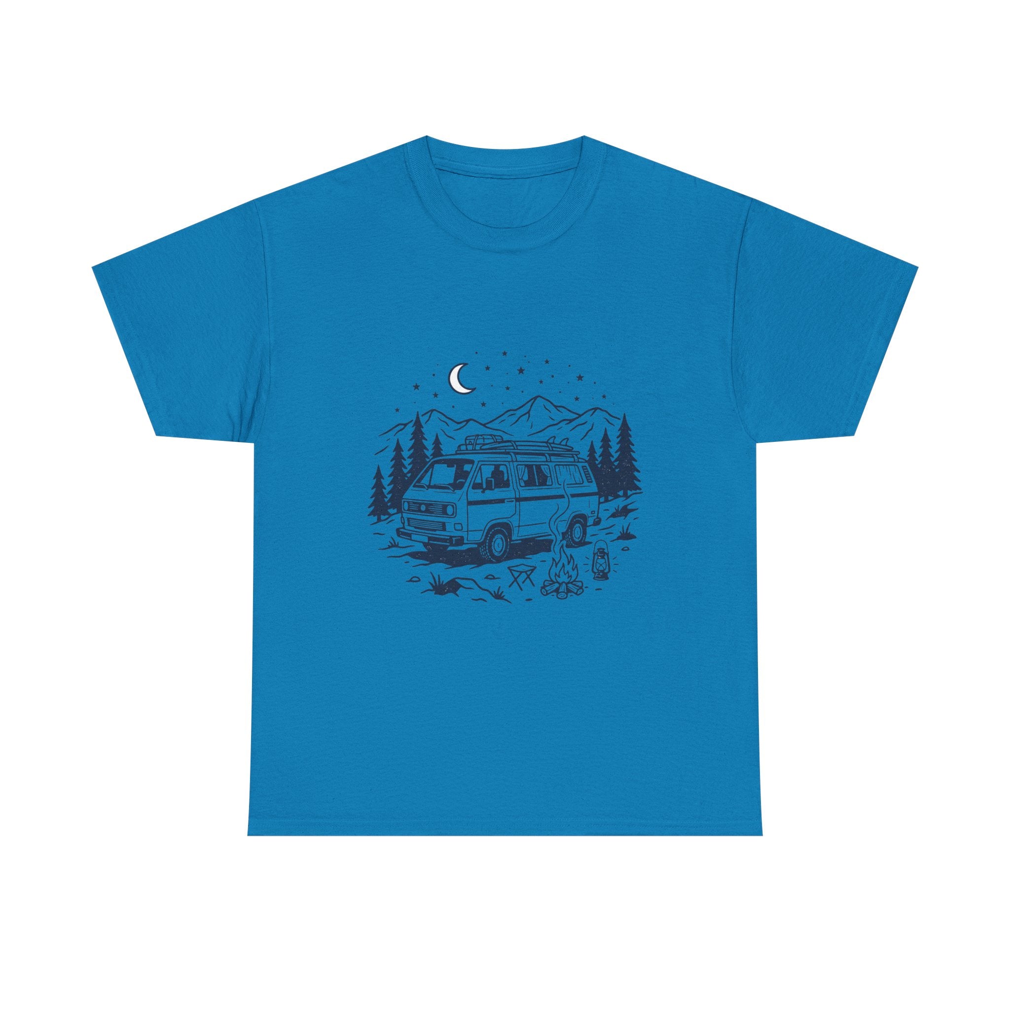 Camping Van Tee – Moonlit Mountain Adventure Graphic T-Shirt