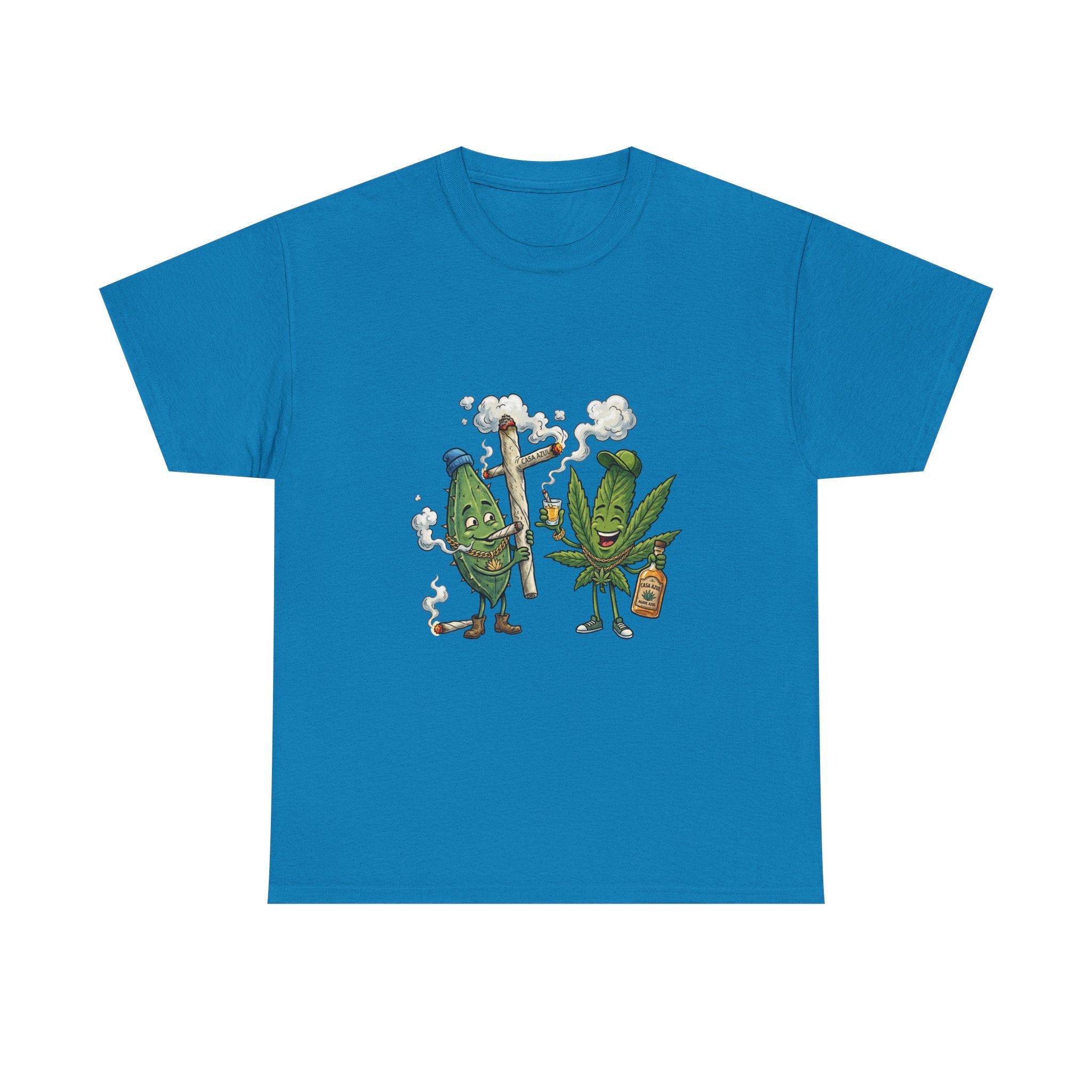 1 Tequila & Cannabis Buds Cartoon Tee — Funny Smoking Weed Plant Graphic T-Shirt