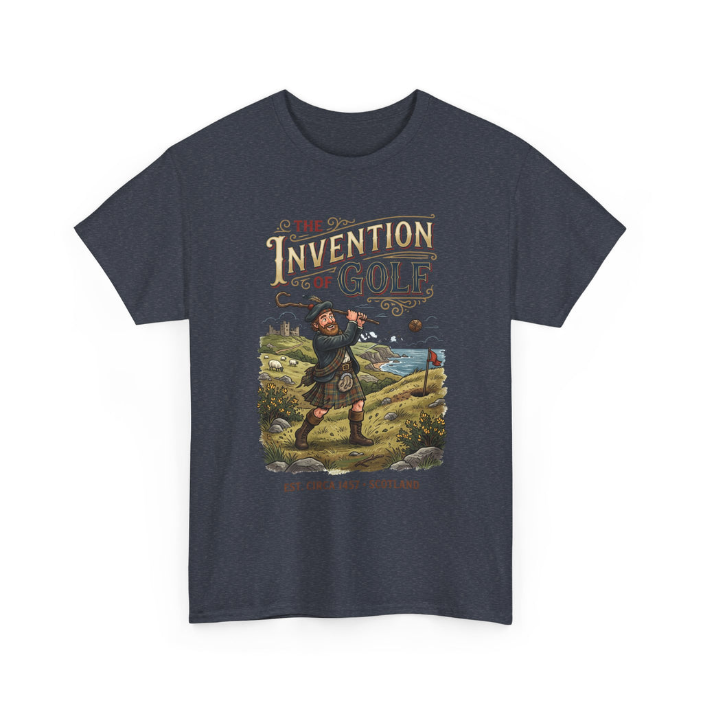 Golf T-Shirt — "The Invention of Golf" Vintage Scotland Design