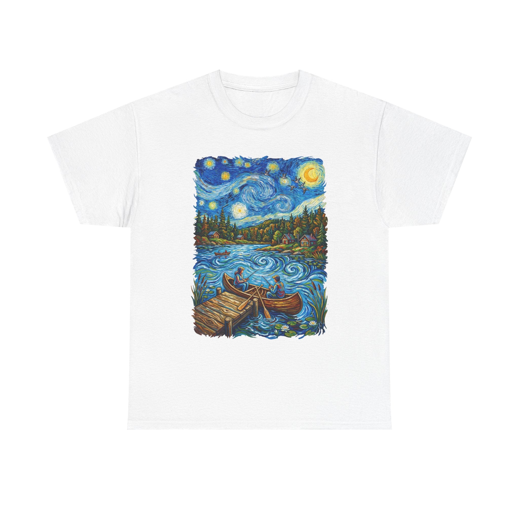 Starry Night Lake T-Shirt — Canoe Dock Scenic Tee