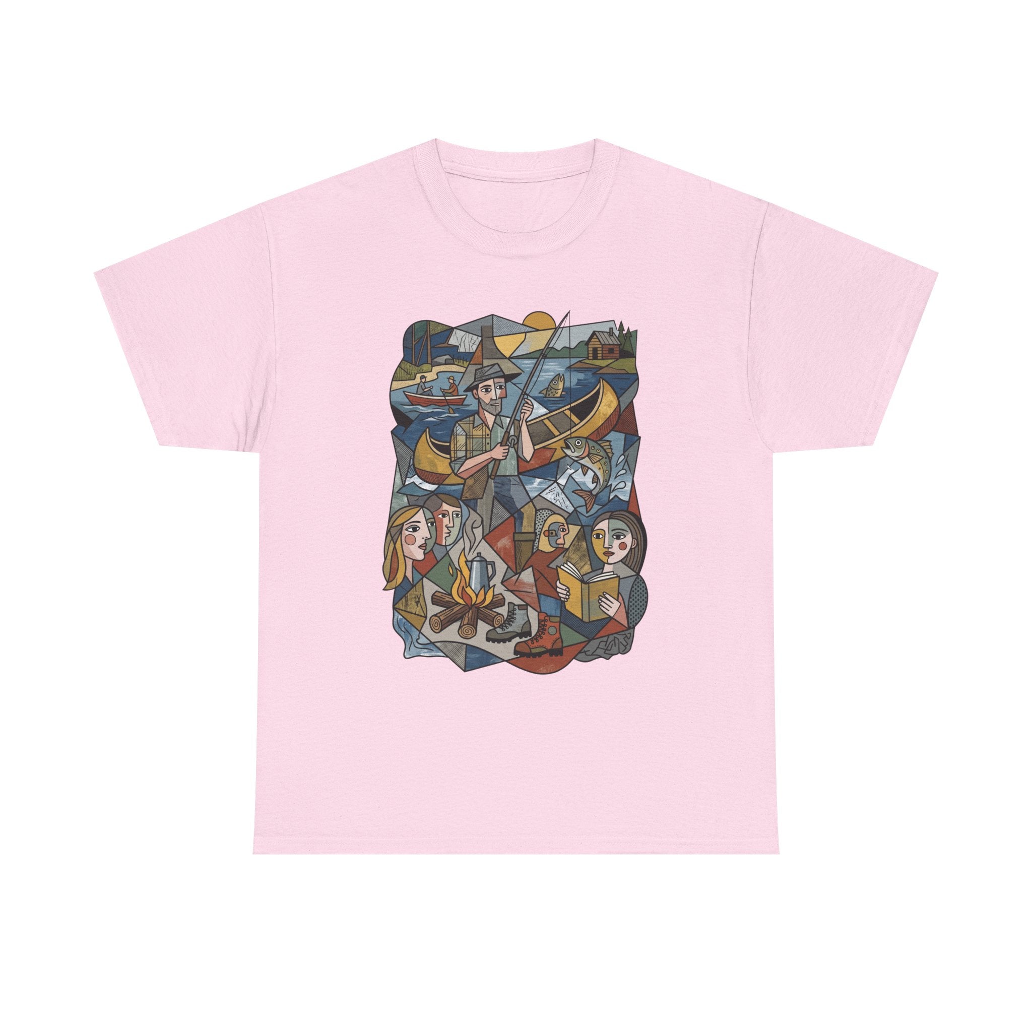 T-Shirt — Nautical Folk Art Crew: Illustrated Sailing, Fishing & Harbor Scene