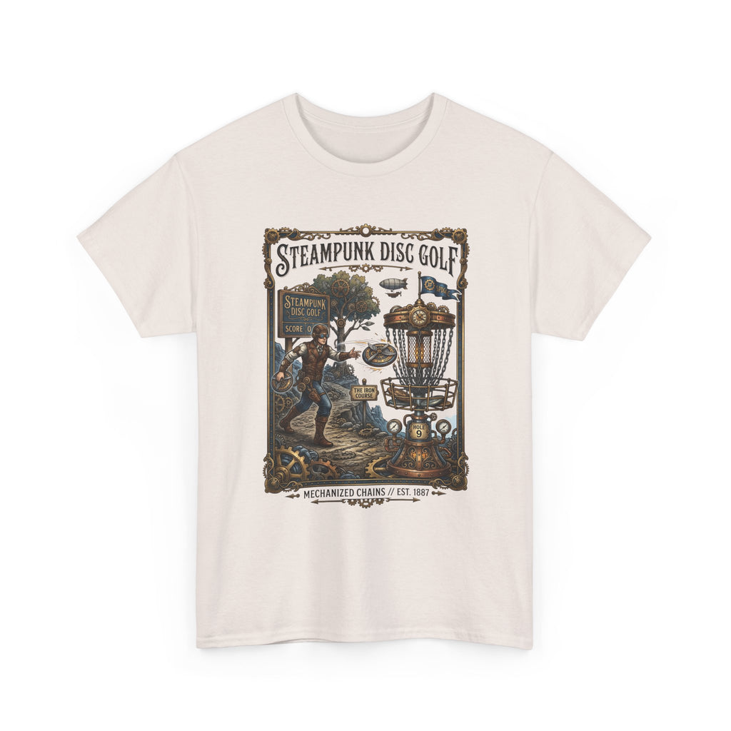 Steampunk Disc Golf T-Shirt — Vintage Victorian Disc Golf Poster Tee