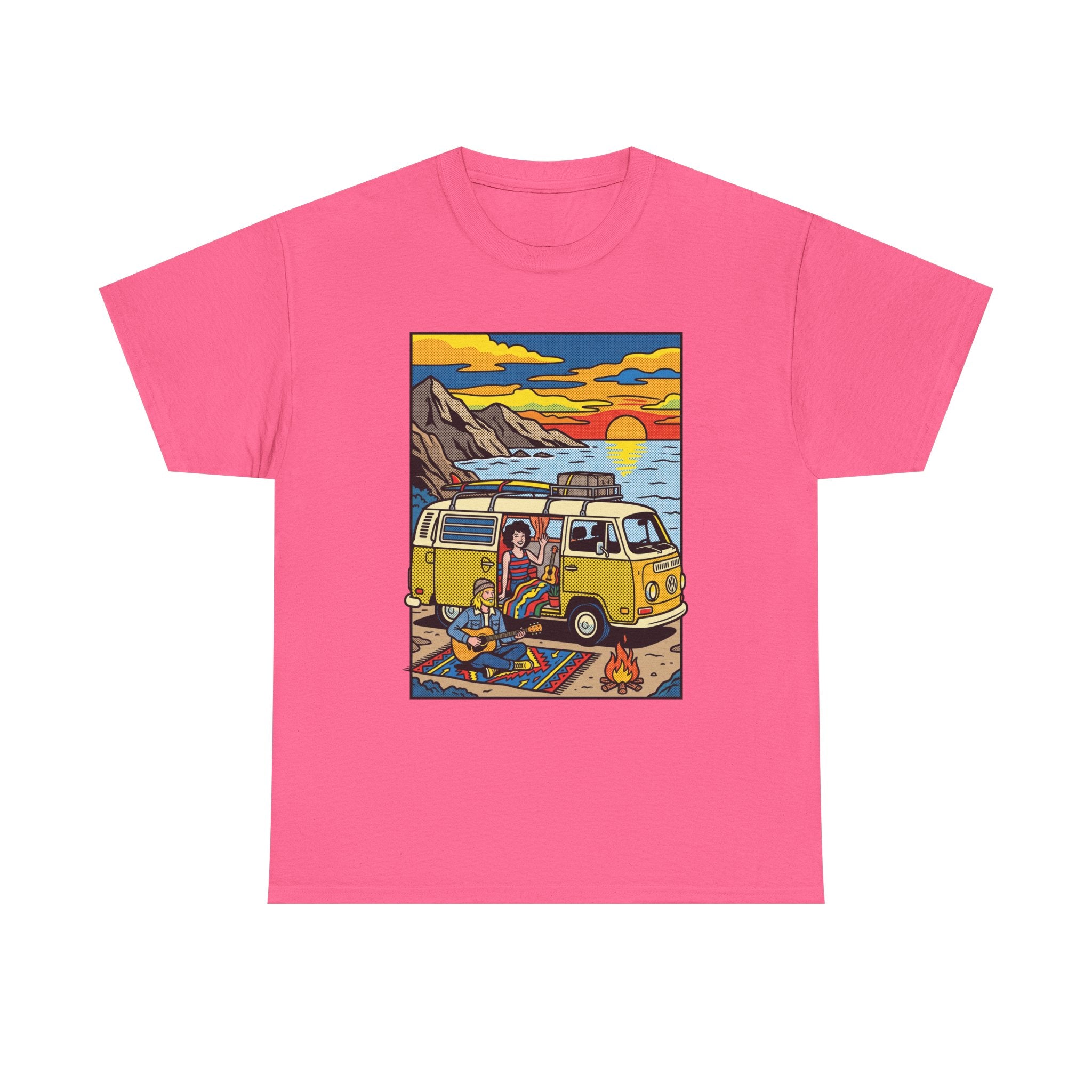 Surf Van Sunset T‑Shirt — Retro Camper Beach Scene Tee