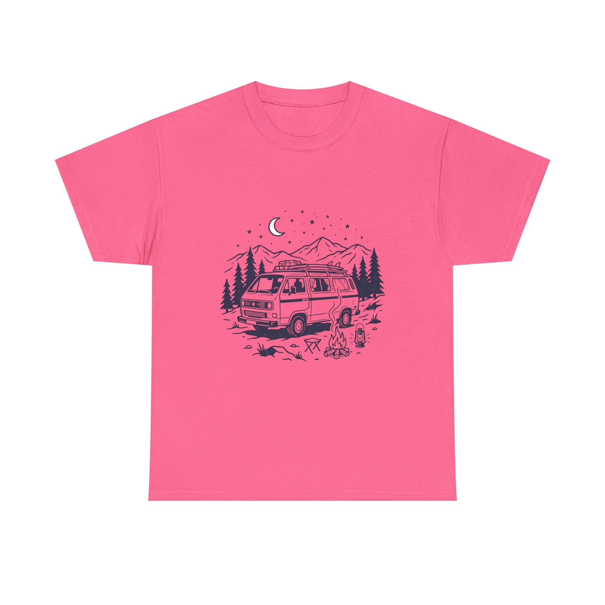 Camping Van Tee – Moonlit Mountain Adventure Graphic T-Shirt