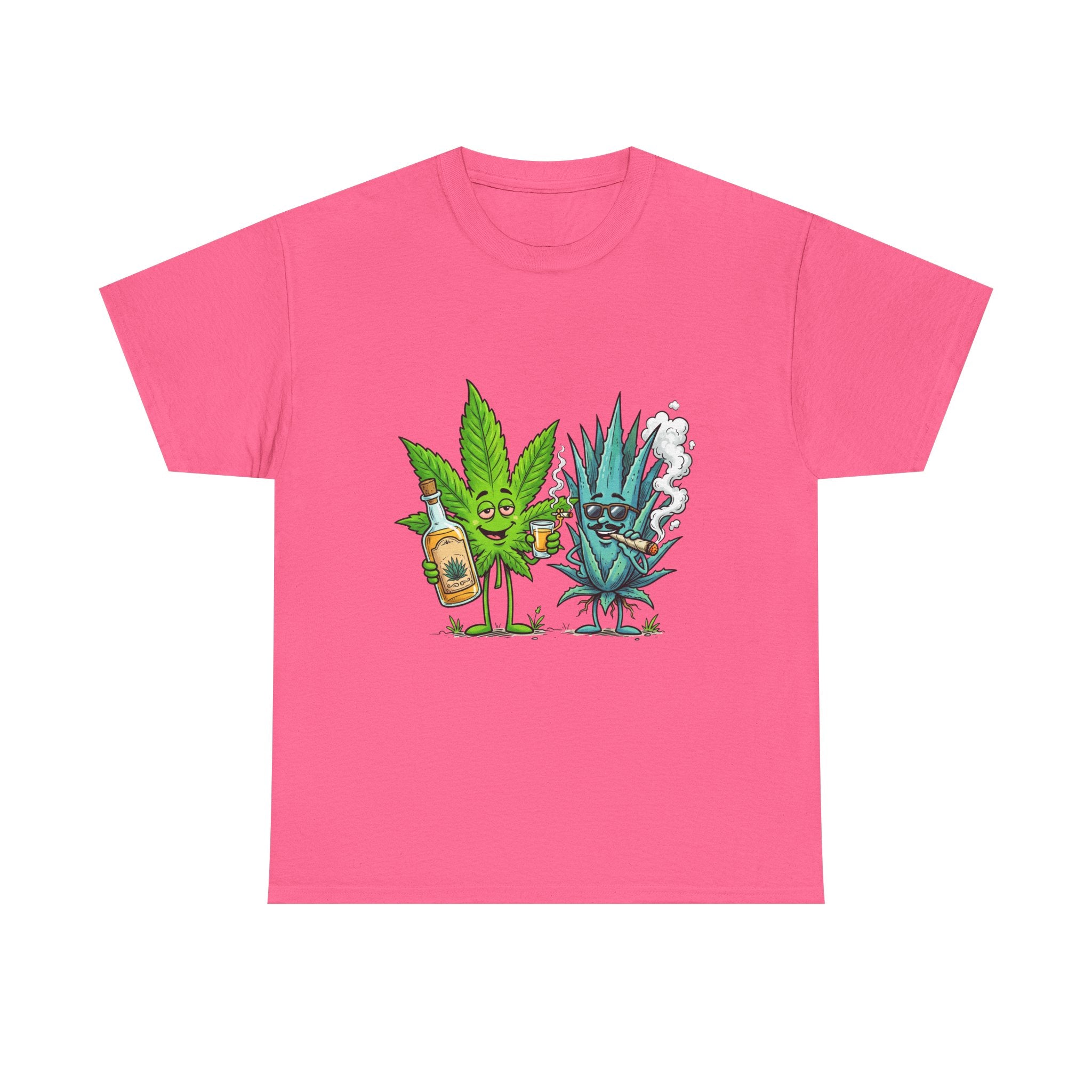 A Tequila & Cannabis Buds Friends T-Shirt — Funny Weed/Agave Leaf & Joint Graphic Tee