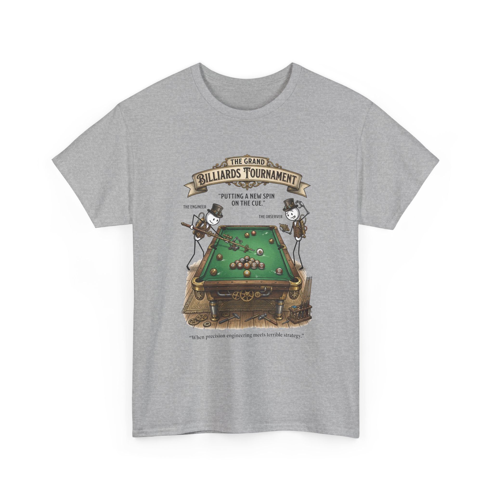 Billiards Tournament T-Shirt — Vintage Pool Table Graphic Tee