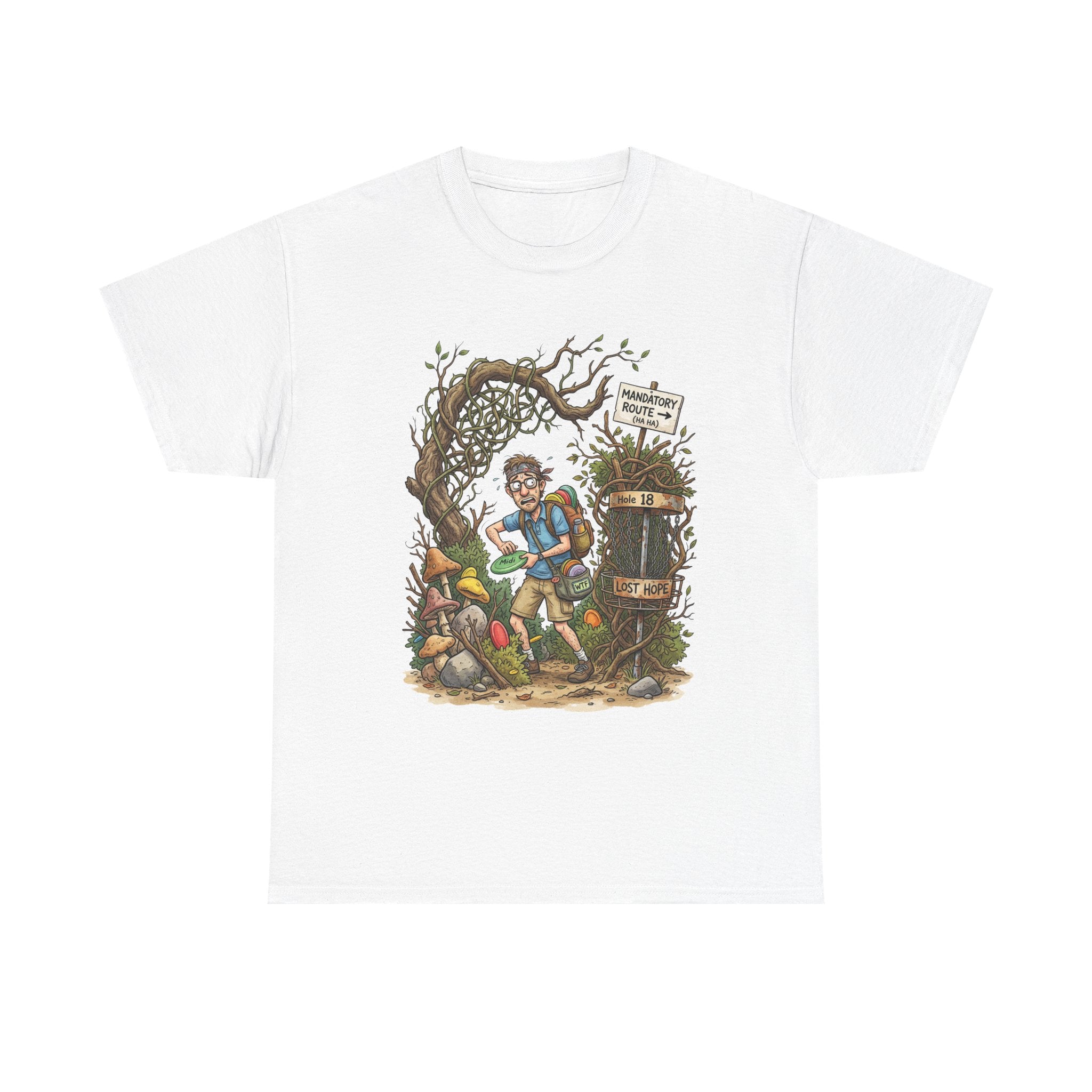 Disc Golf Graphic Tee — "Lost But Loving It" Outdoor Adventure T-Shirt