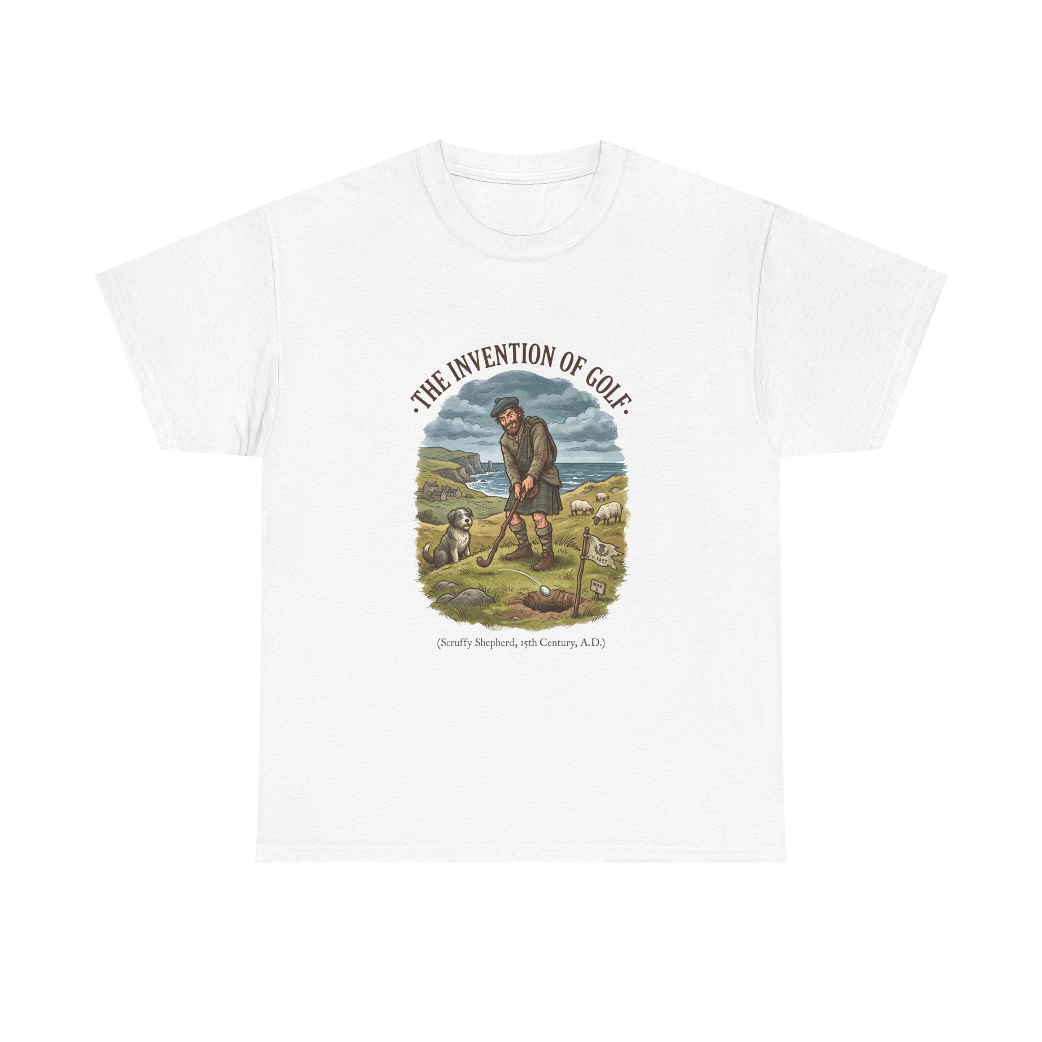 The Invention of Golf T-Shirt — Vintage Golfer Illustration Tee