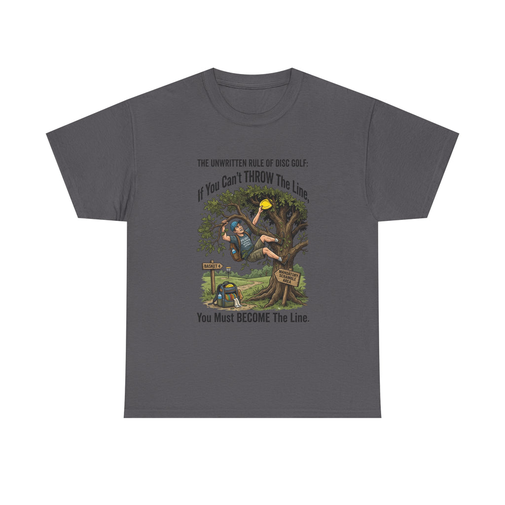 Disc Golf T-Shirt - "If You Can't Throw the Line, You Must Become the Line" Vintage Golf Cartoon Tee