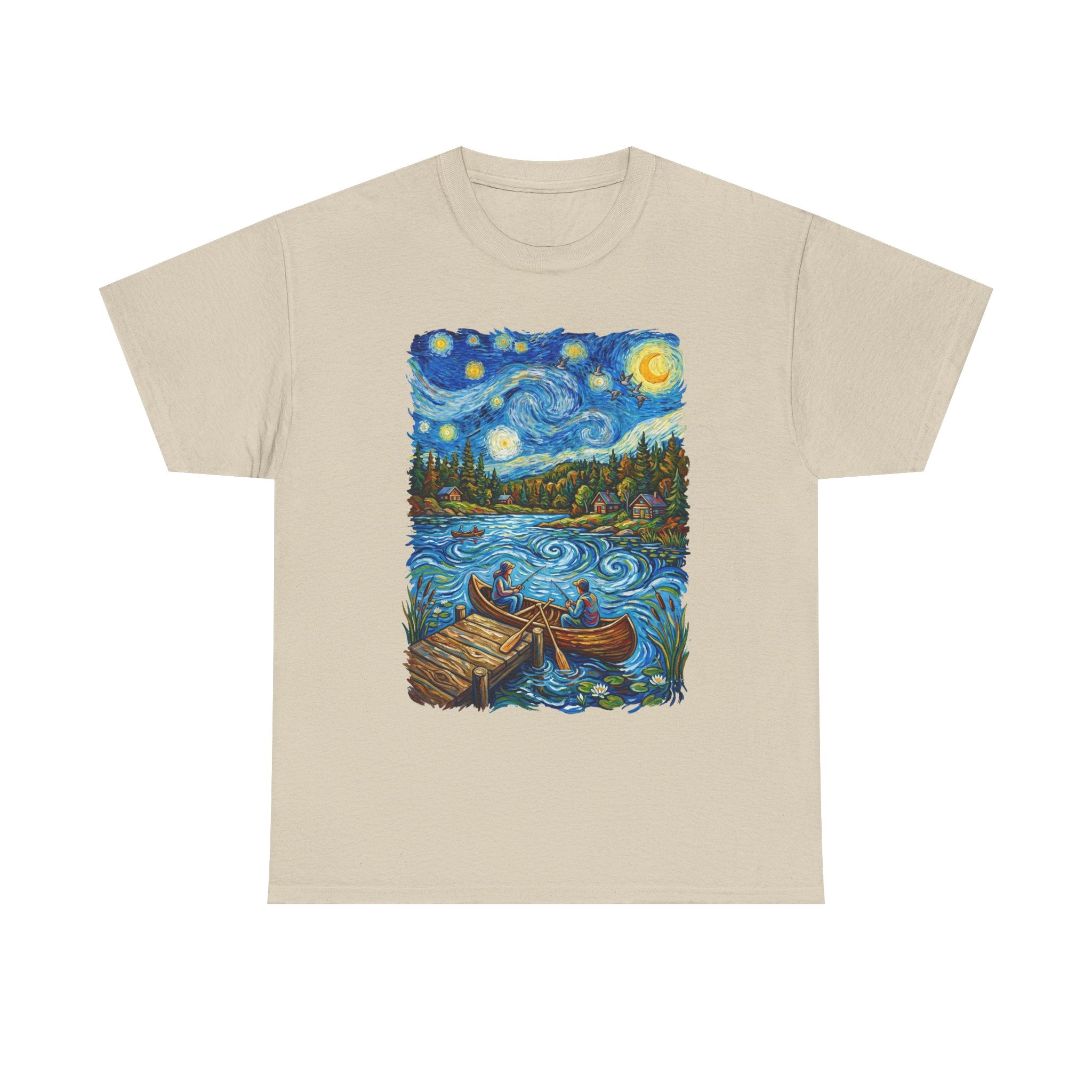Starry Night Lake T-Shirt — Canoe Dock Scenic Tee