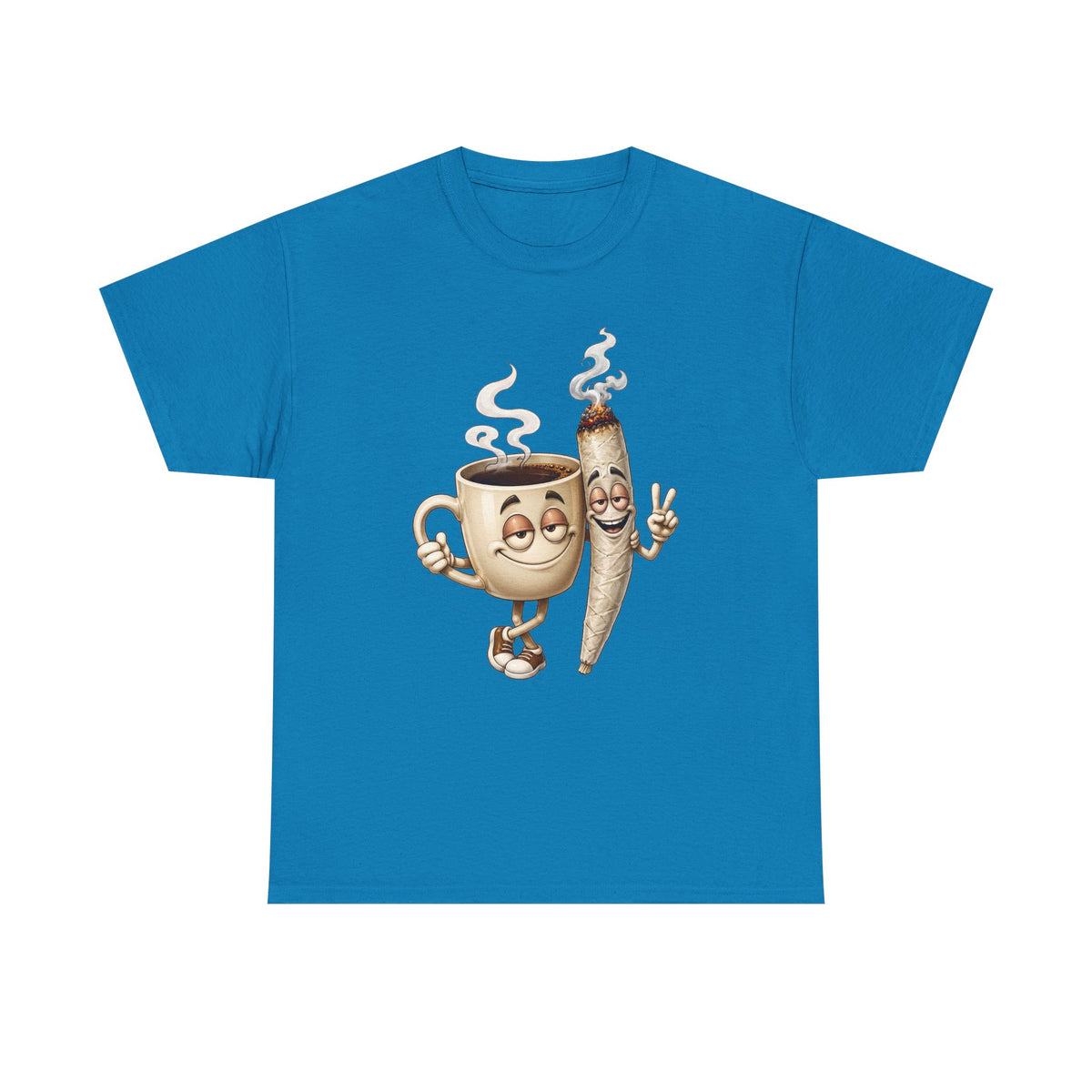 1 Coffee & Joint Funny Tee — Cute Smiling Coffee Cup and Joint Graphic Shirt