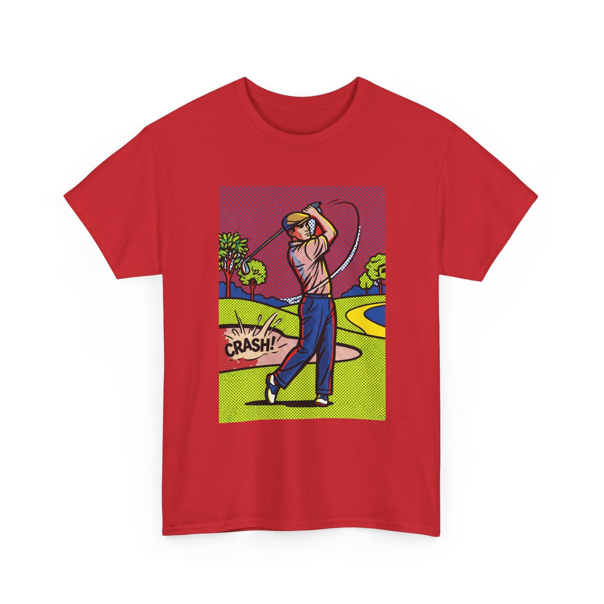 Golf Swing Pop Art T-Shirt — Vintage Comic 'Crash!' Graphic Tee
