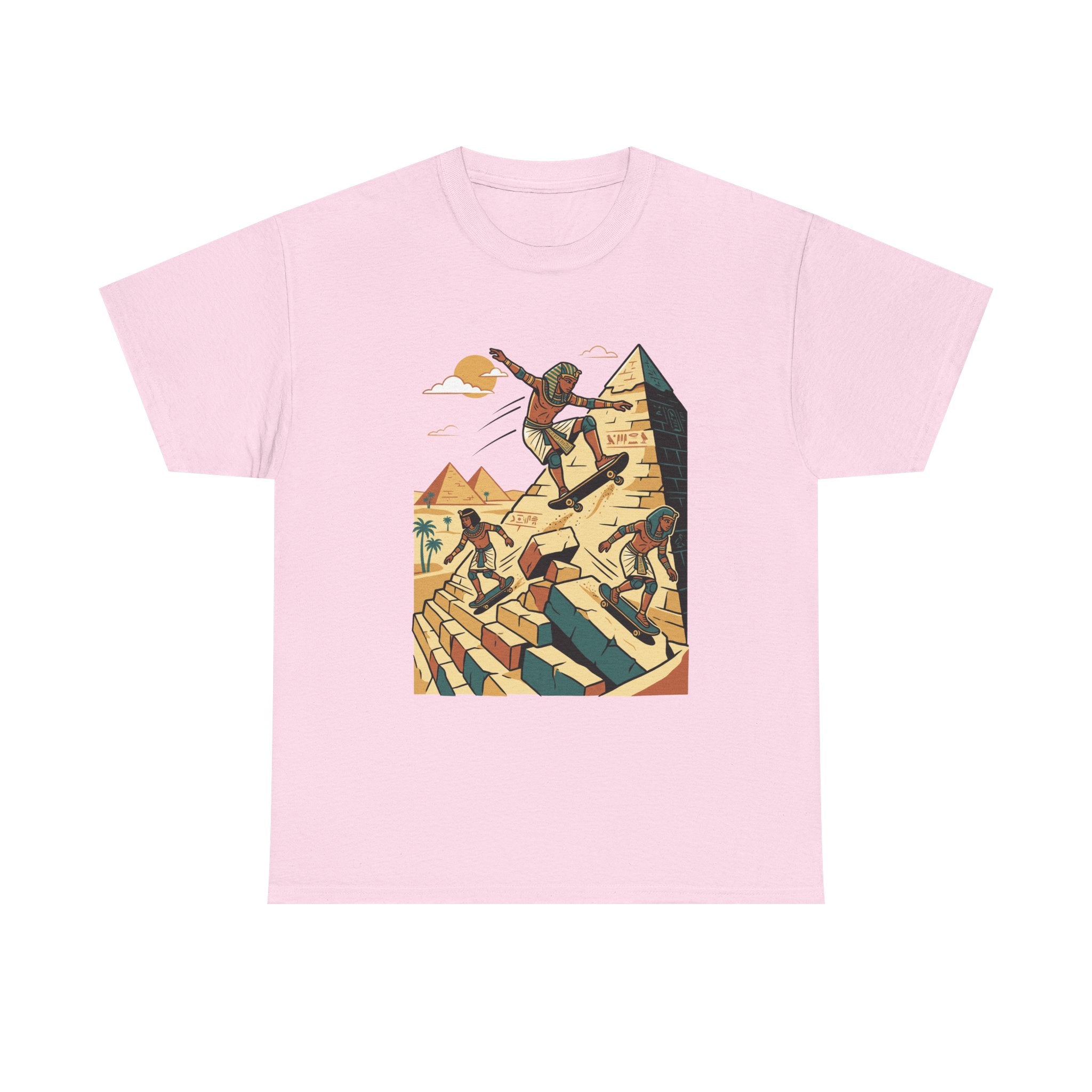 Egyptian Pyramid Skateboard T‑Shirt — Retro Skateboarding Pharaohs Graphic Tee