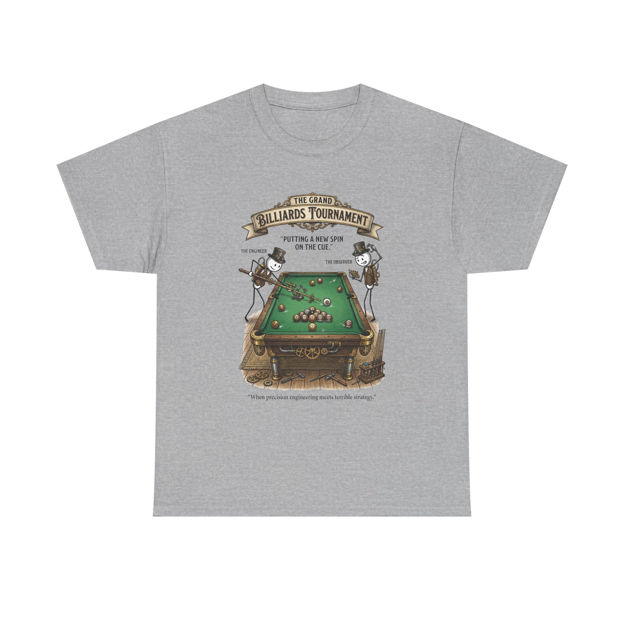 Billiards Tournament T-Shirt — Vintage Pool Table Graphic Tee