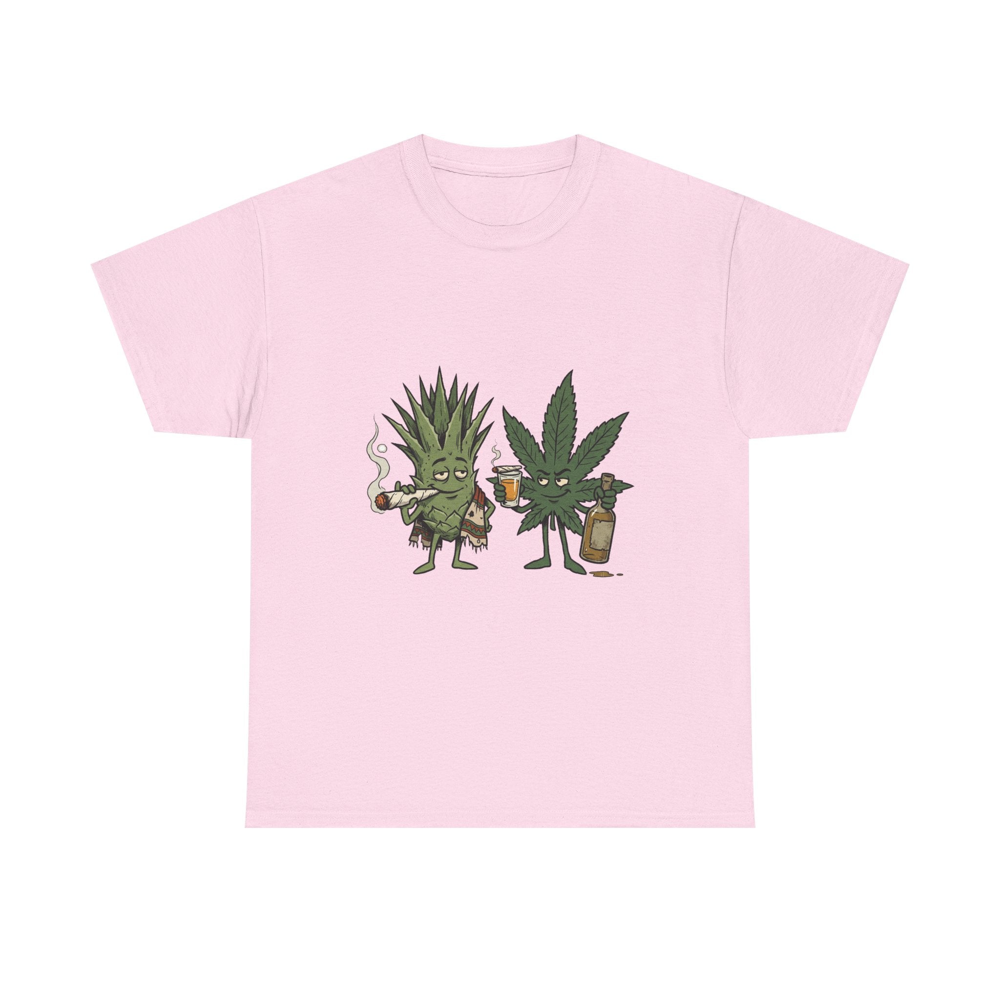 Marijuana Leaf and Agave Friends T-Shirt – Funny Cannabis Leaf & Tequila Smoking Tee