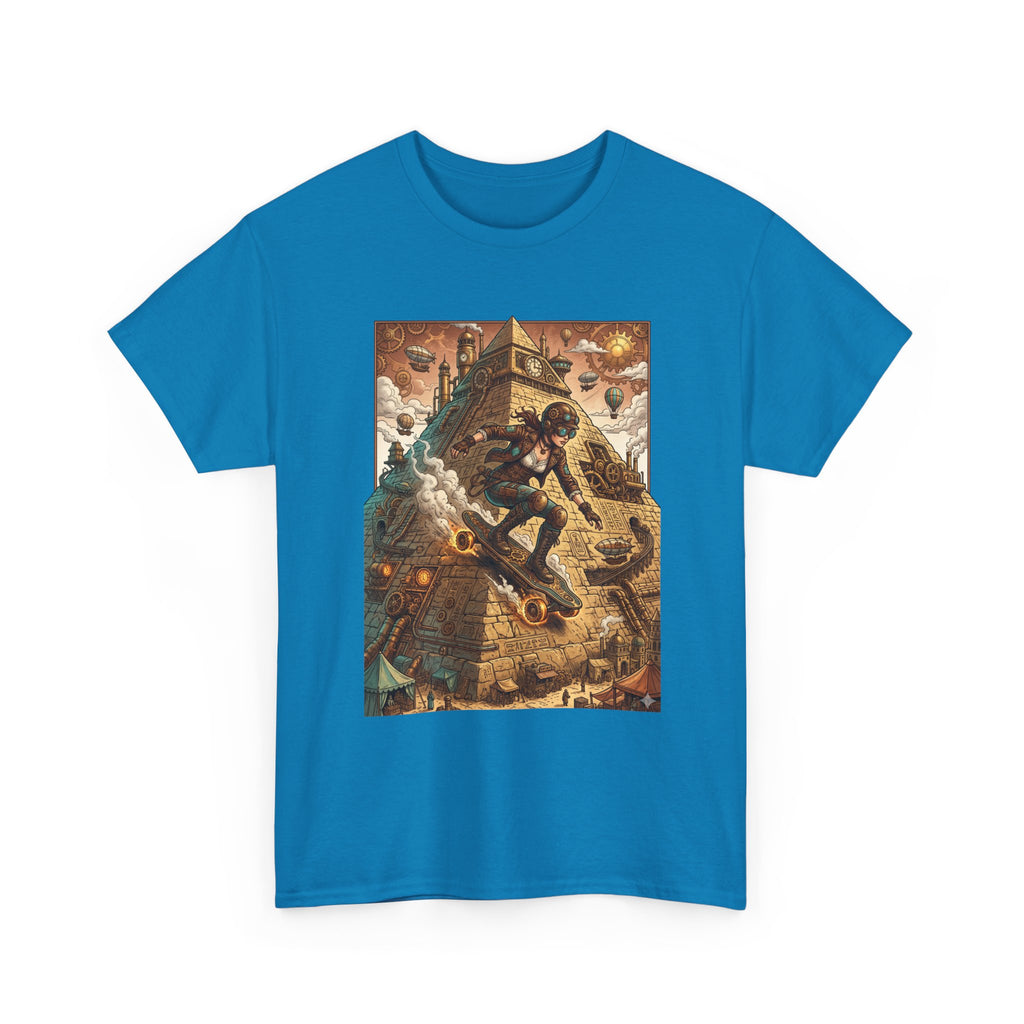 Steampunk Girl Skateboarder Art Print Tee Pyramid