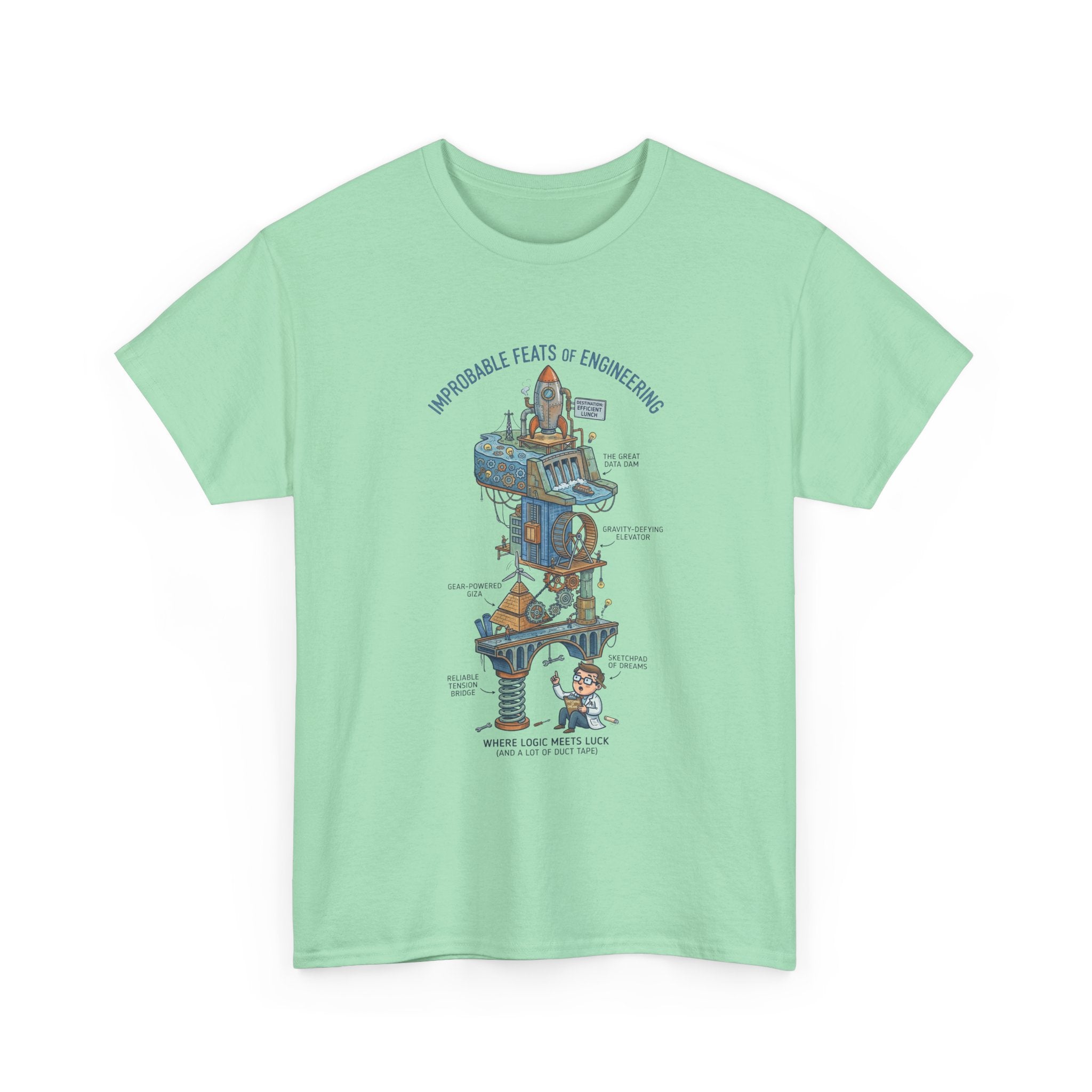 Engineering Feats T‑Shirt — Engineering Diagram Tee