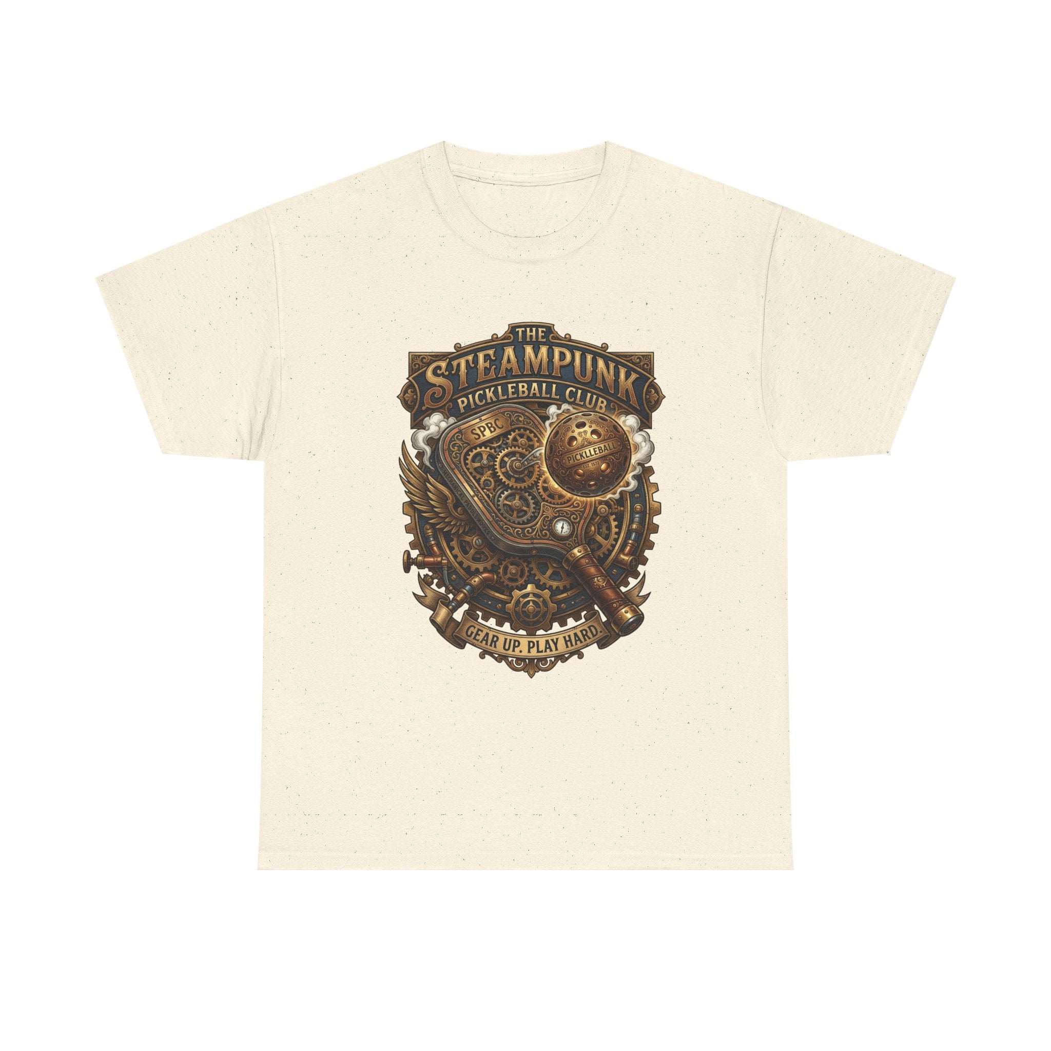 Steampunk Pickleball Club T‑Shirt – Vintage Gear & Gears Graphic Tee