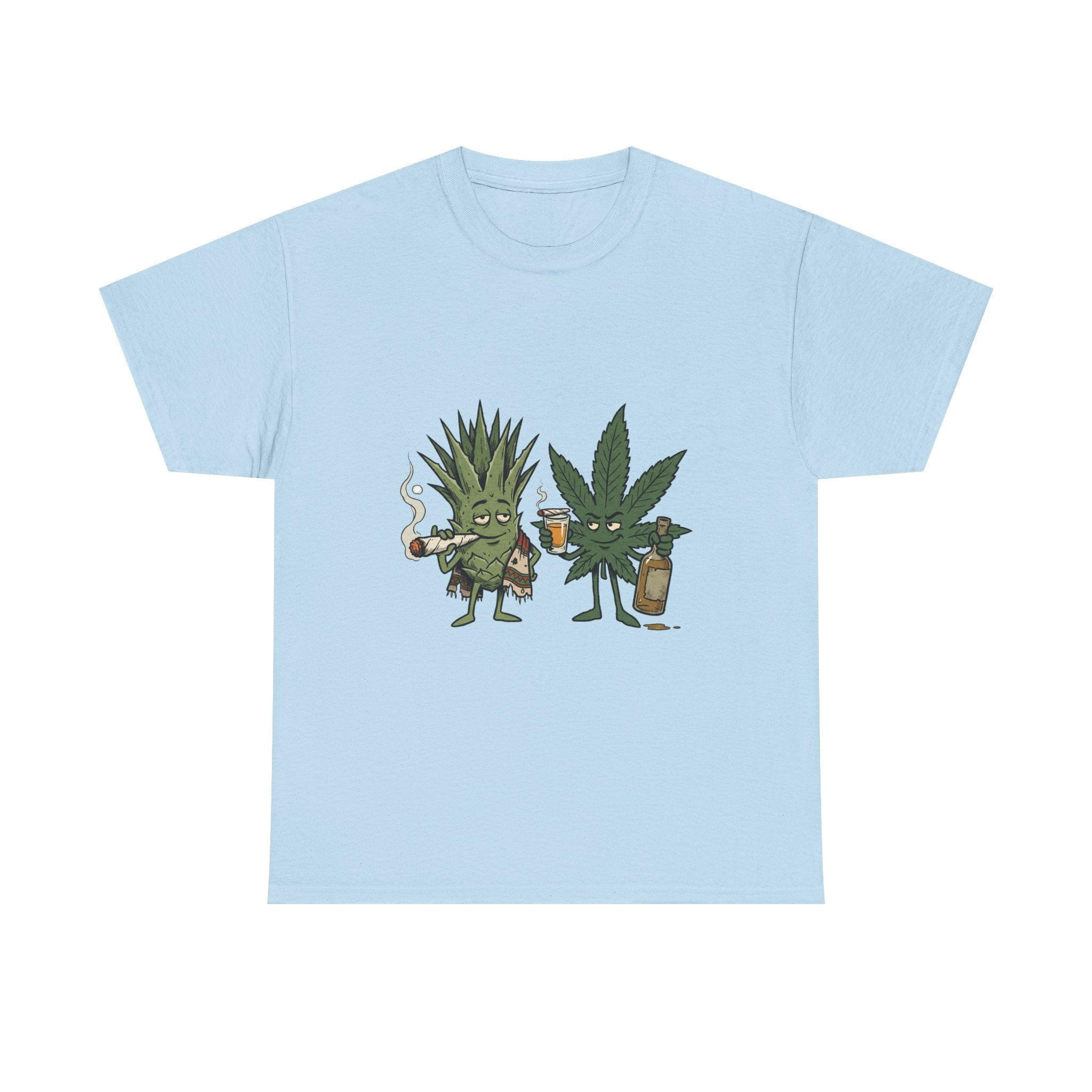 Marijuana Leaf and Agave Friends T-Shirt – Funny Cannabis Leaf & Tequila Smoking Tee