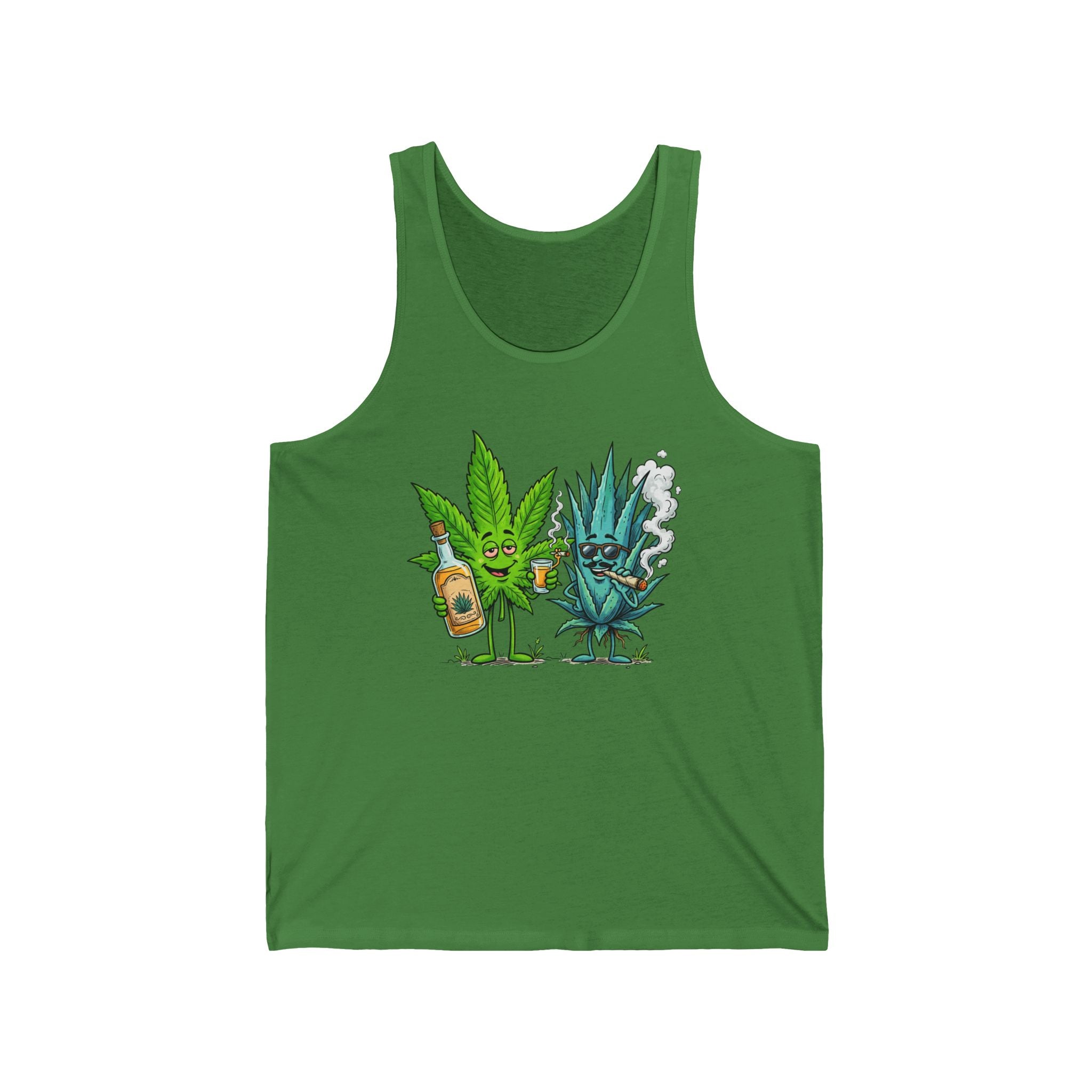 Tequila & Cannabis Buds Tank Top — Funny Marijuana/Agave Leaf & Joint Graphic Sleeveless Shirt