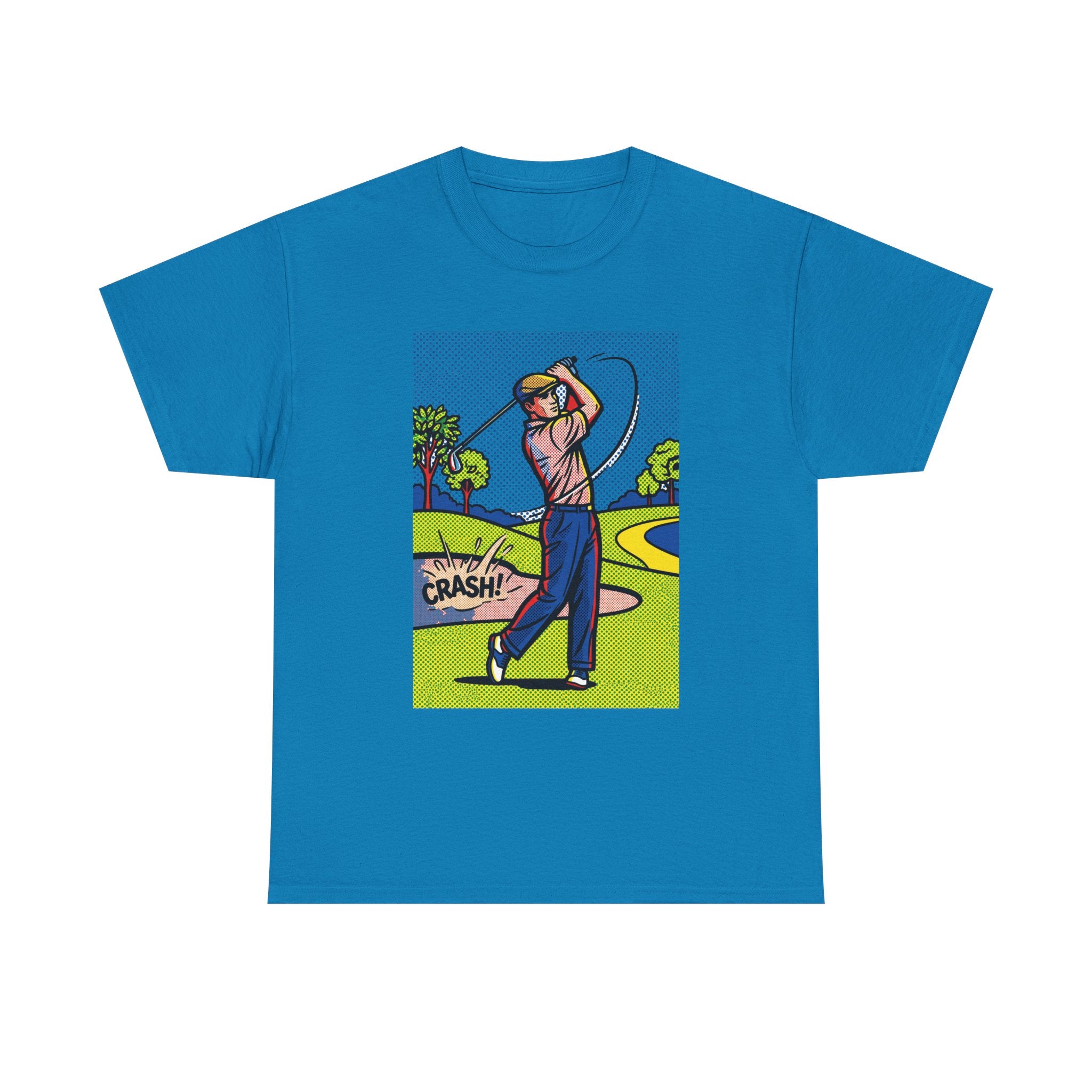 Golf Swing Pop Art T-Shirt — Vintage Comic 'Crash!' Graphic Tee