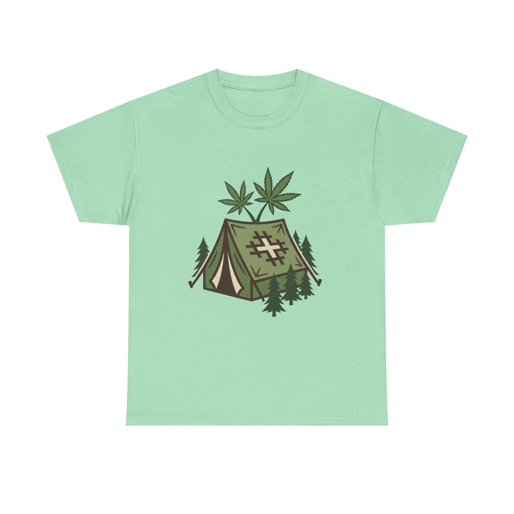 Camping Tent Cannabis T-Shirt – Weed Outdoor Adventure Graphic Tee