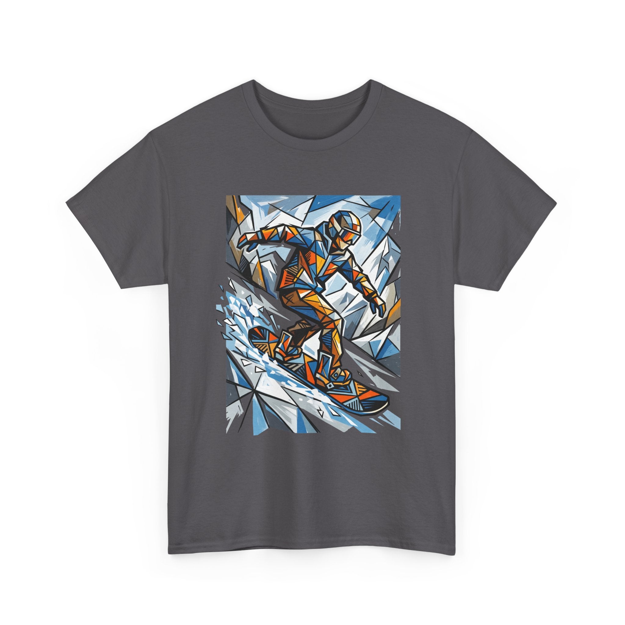 Snowboarder Geometric Art T-Shirt — Abstract Winter Sports Graphic Tee