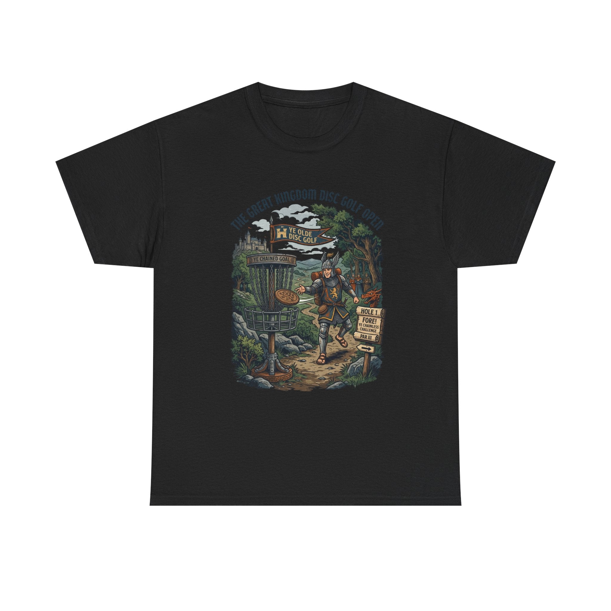Medieval Disc Golf Adventure Tee — "The Great Kingdom Disc Golf Open" Graphic Shirt