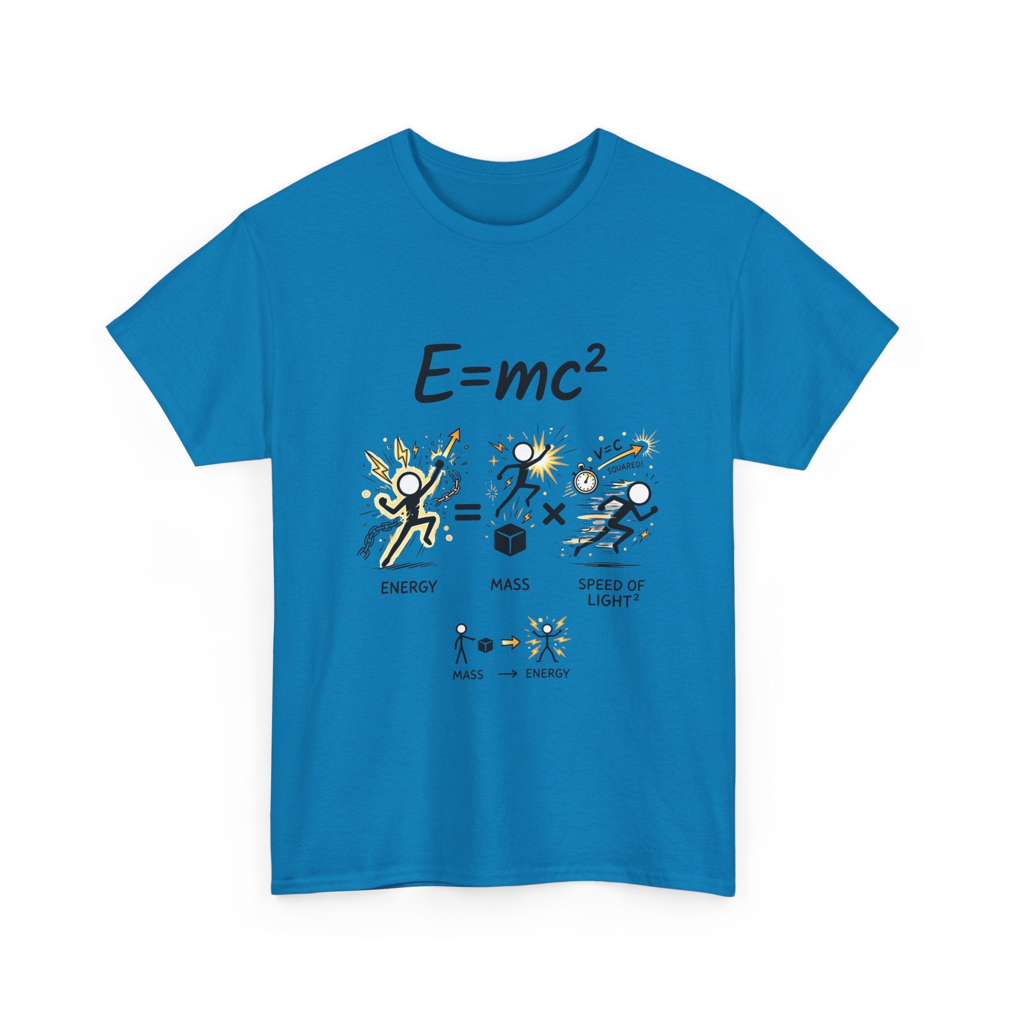 E=mc Illustrated Science T-Shirt — Funny Energy Mass Speed of Light Tee