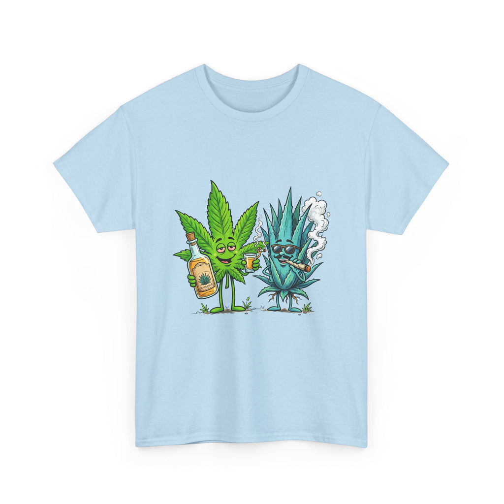 A Tequila & Cannabis Buds Friends T-Shirt — Funny Weed/Agave Leaf & Joint Graphic Tee