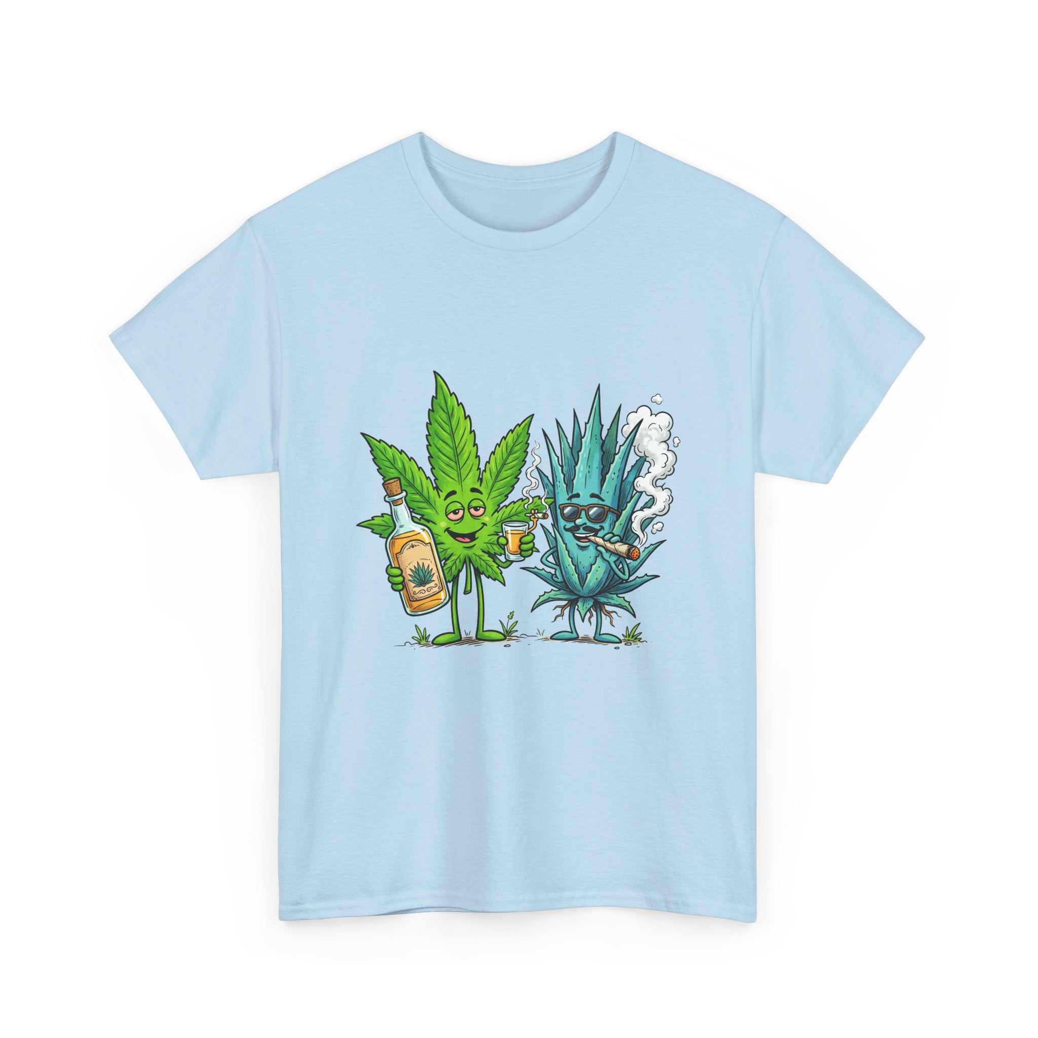 A Tequila & Cannabis Buds Friends T-Shirt — Funny Weed/Agave Leaf & Joint Graphic Tee