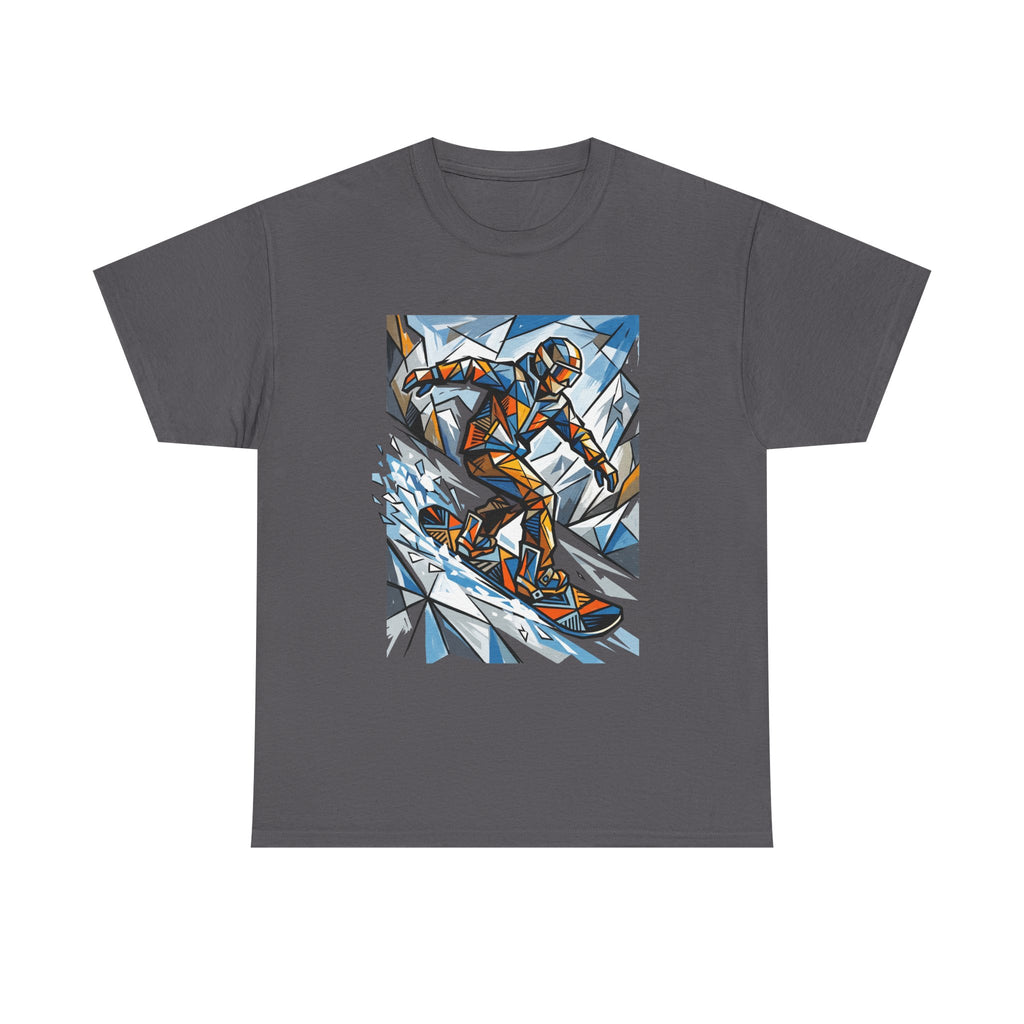 Snowboarder Geometric Art T-Shirt — Abstract Winter Sports Graphic Tee