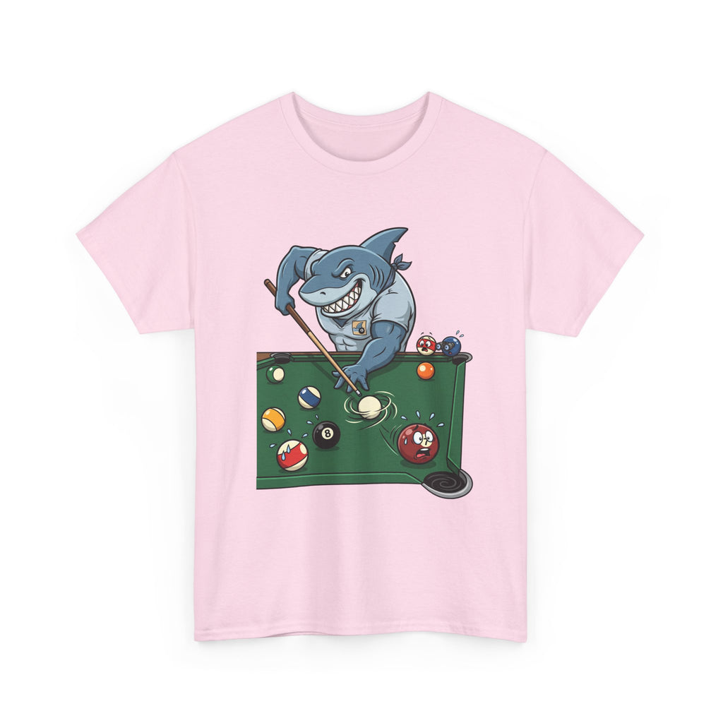 Shark Playing Pool T‑Shirt — Funny Billiards Shark Graphic Tee