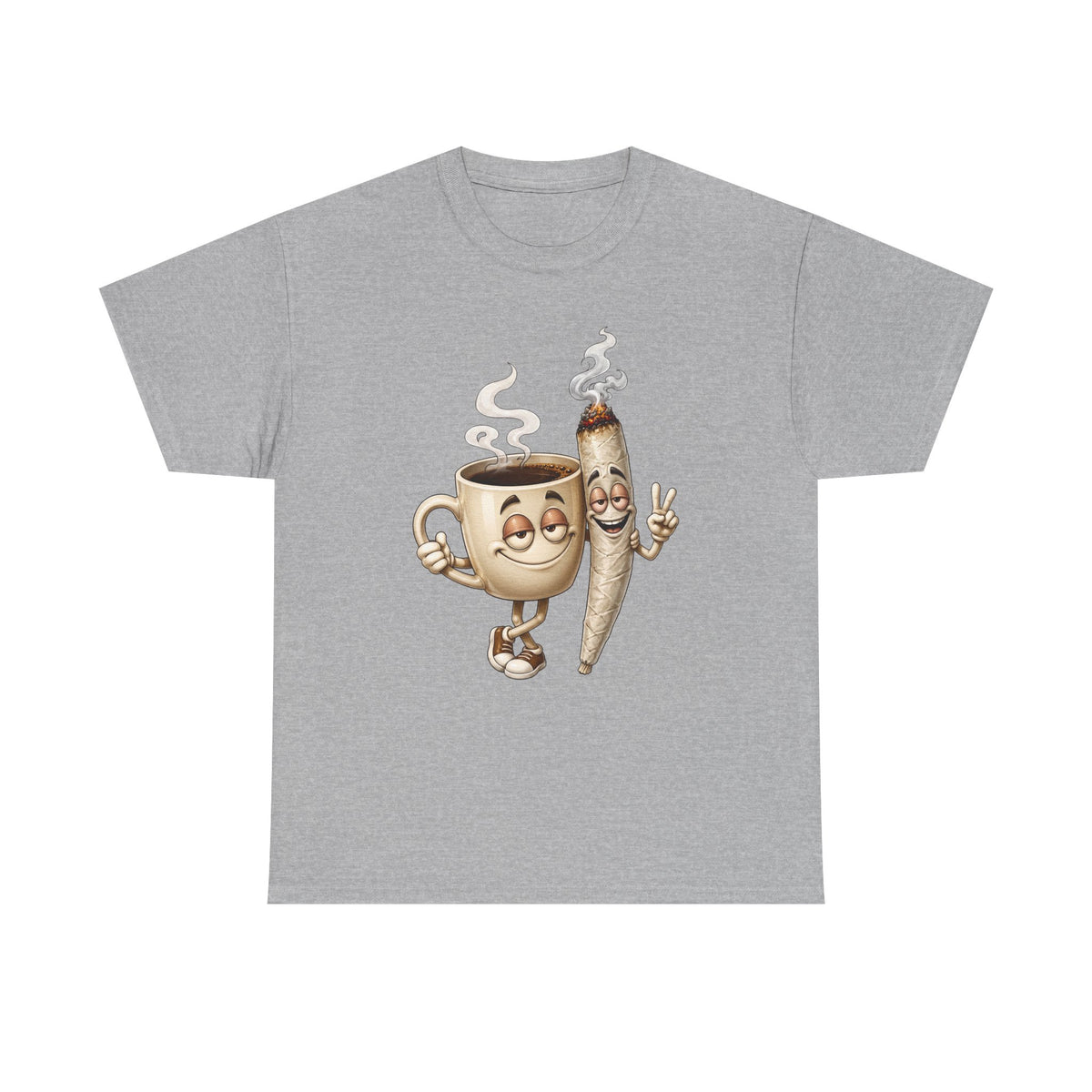 1 Coffee & Joint Funny Tee — Cute Smiling Coffee Cup and Joint Graphic Shirt