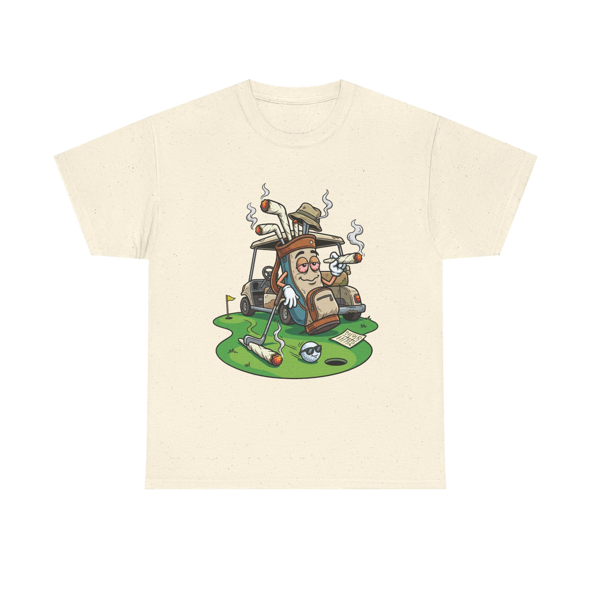 1 Golf weed Lounge T‑Shirt — Relaxed Golfer Cartoon Tee