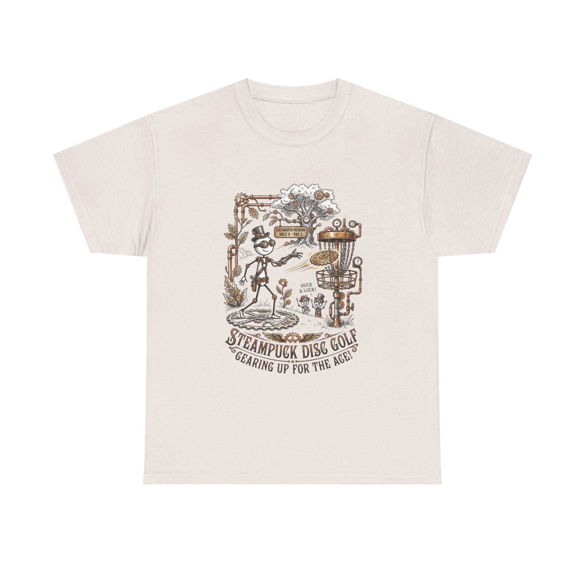 Steampunk Disc Golf T-Shirt — "Gearing Up for the Ace" Vintage Disc Golf Tee
