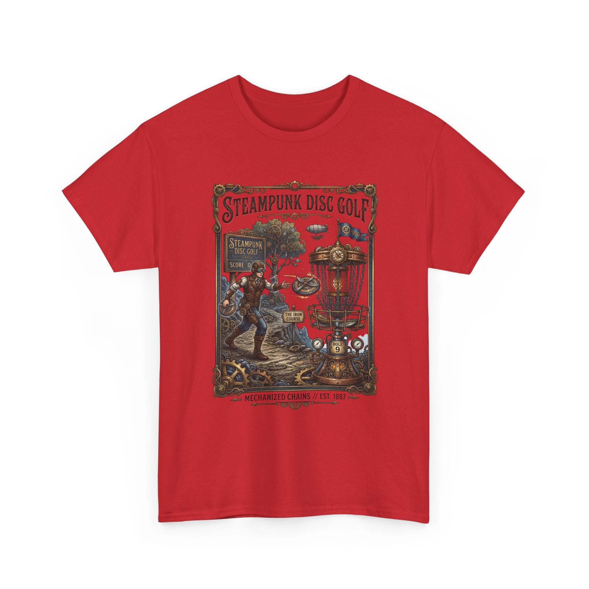 Steampunk Disc Golf T-Shirt — Vintage Victorian Disc Golf Poster Tee