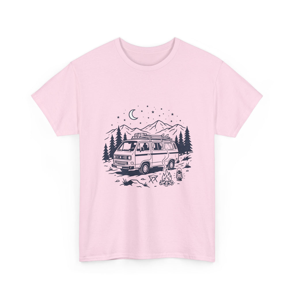 Camping Van Tee – Moonlit Mountain Adventure Graphic T-Shirt