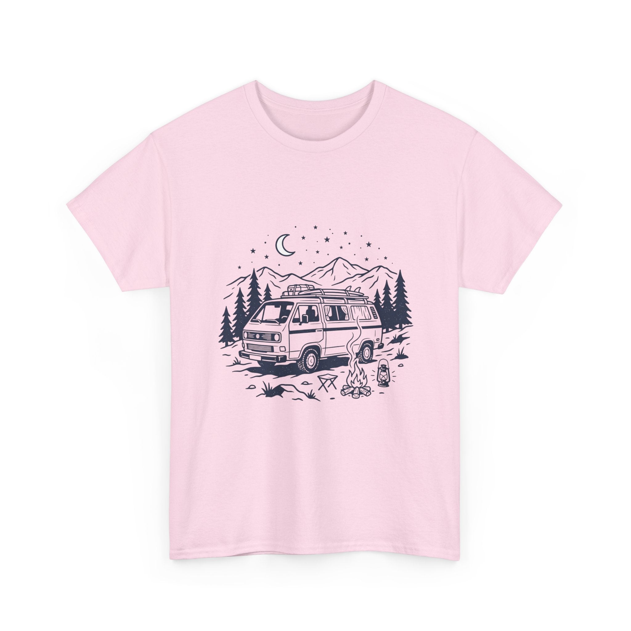Camping Van Tee – Moonlit Mountain Adventure Graphic T-Shirt