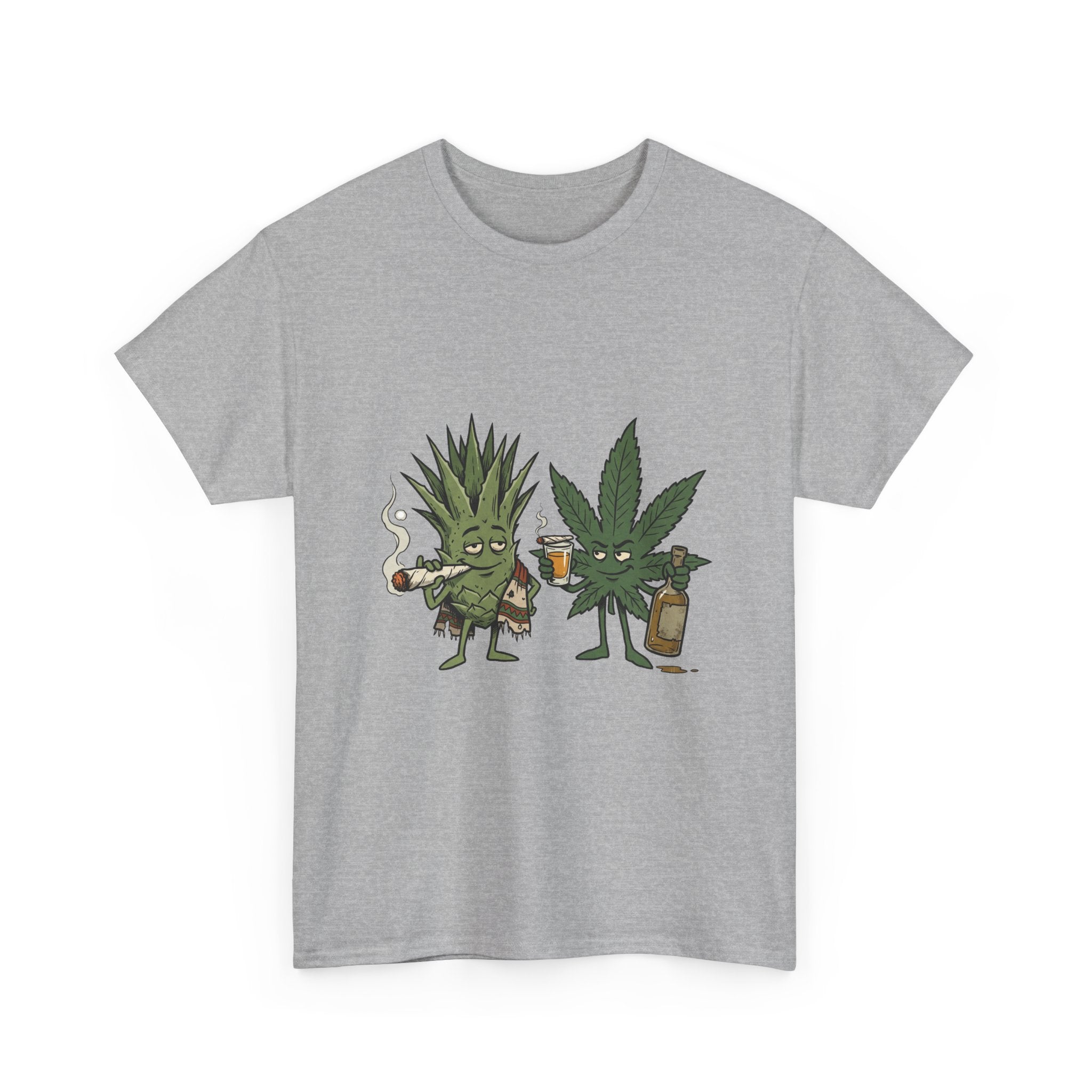 Marijuana Leaf and Agave Friends T-Shirt – Funny Cannabis Leaf & Tequila Smoking Tee