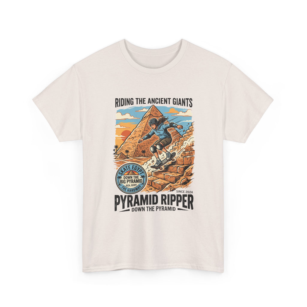 Pyramid Skateboarder T-Shirt — 'Riding the Ancient Giants' Vintage Surf Graphic