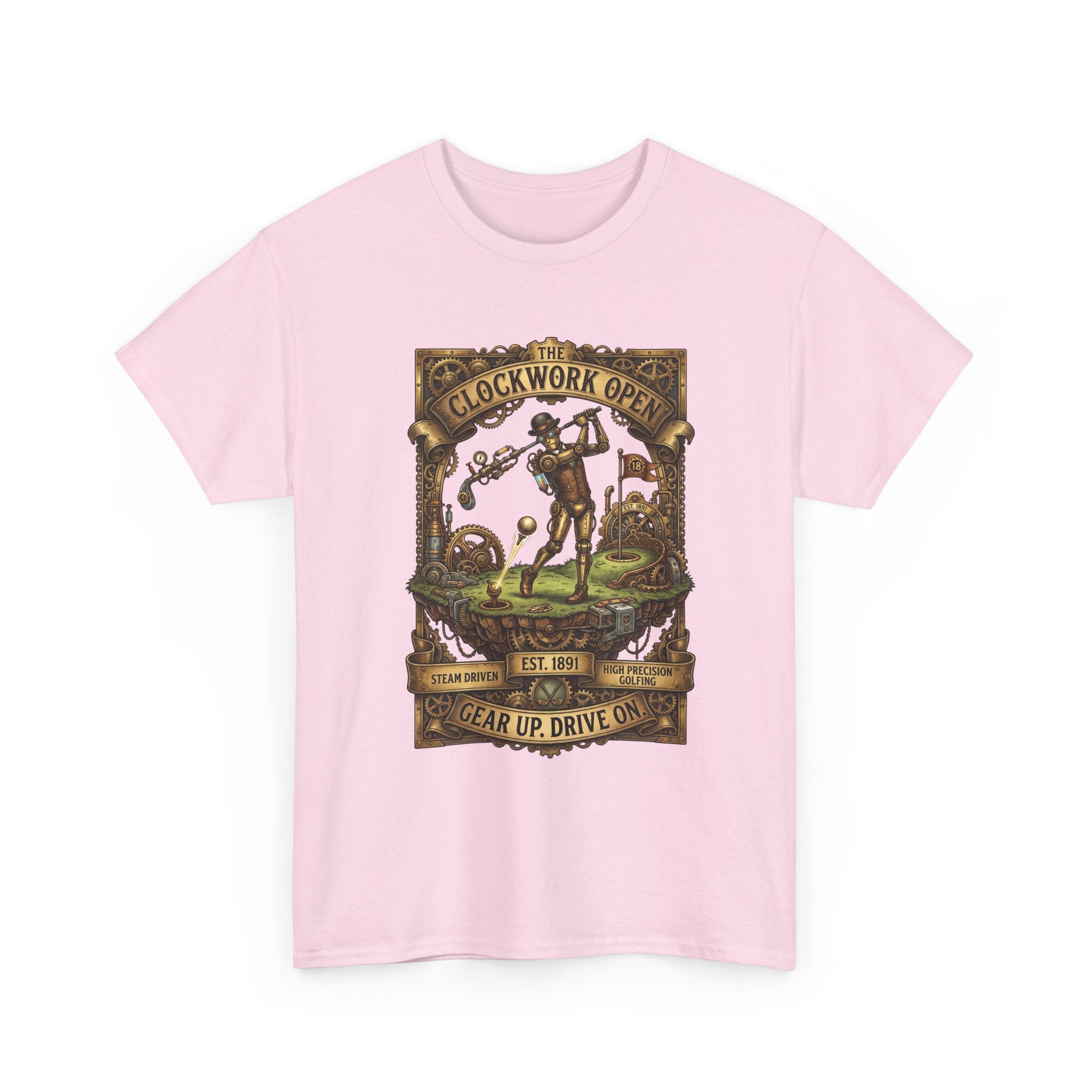 Steampunk Golf Tee — Vintage Mechanical Tin Man Graphic T-Shirt
