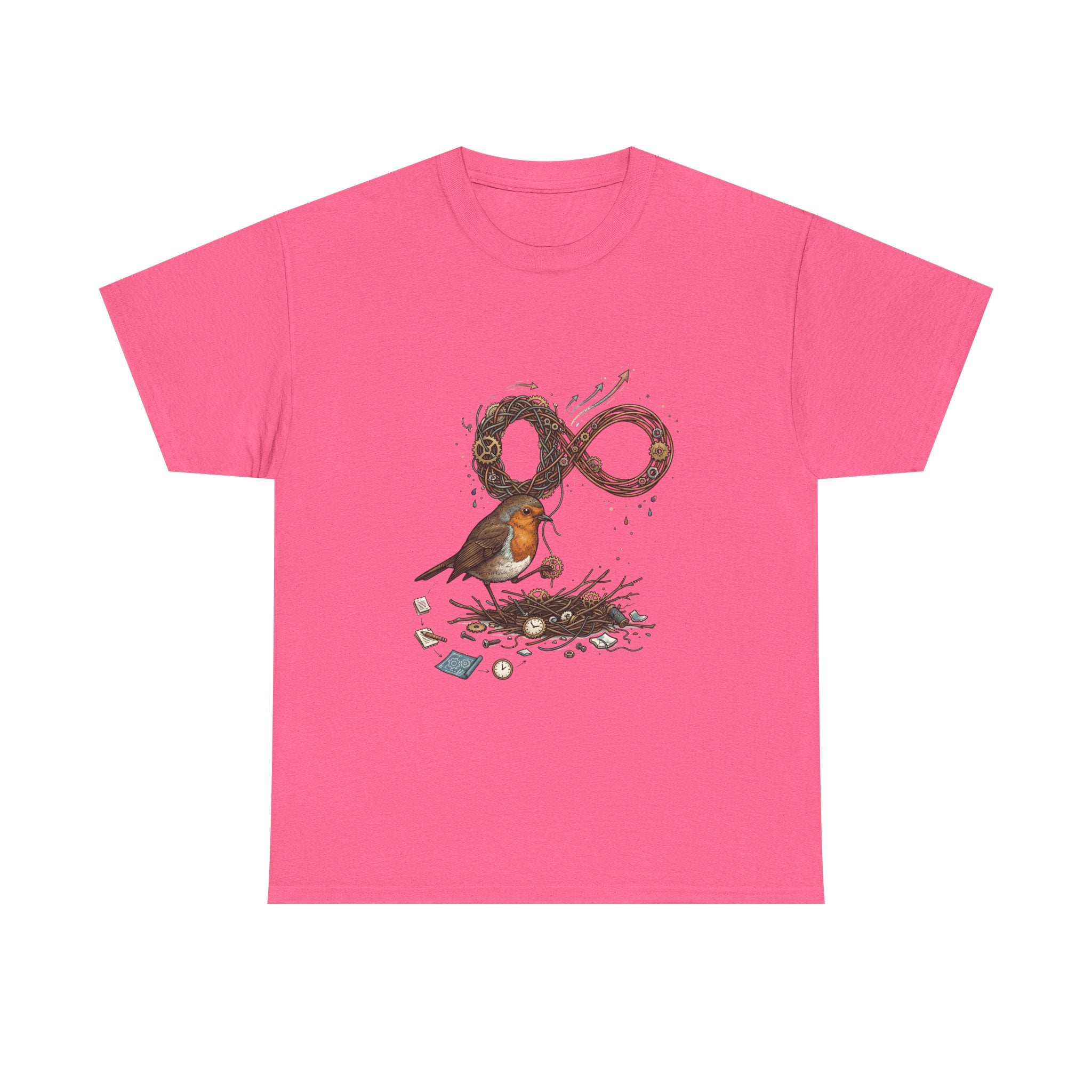 Robin & Infinity Symbol Tee — Nature-Inspired Bird Nest Graphic Shirt idk